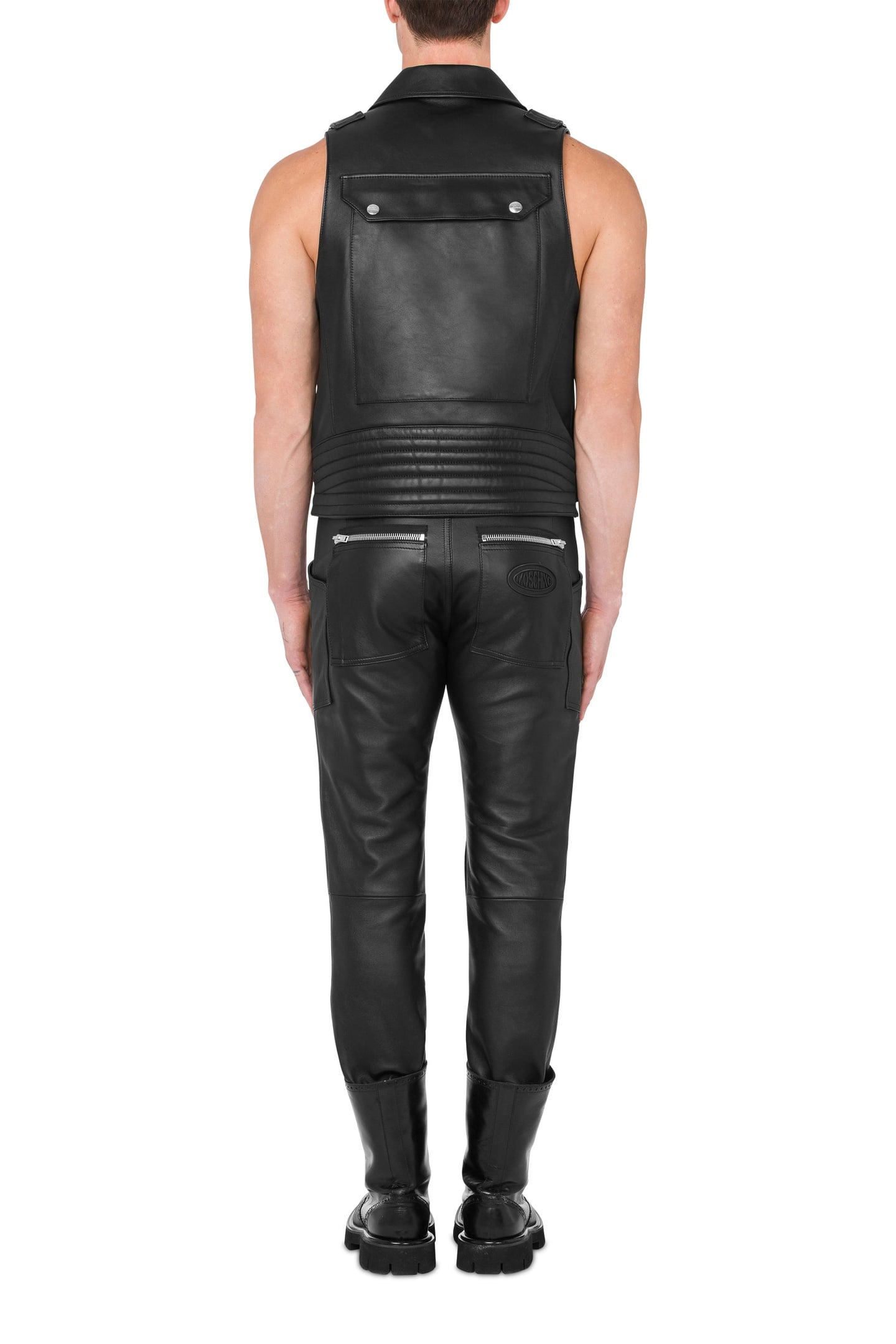 NAPPA LEATHER BIKER VEST BLACK 2