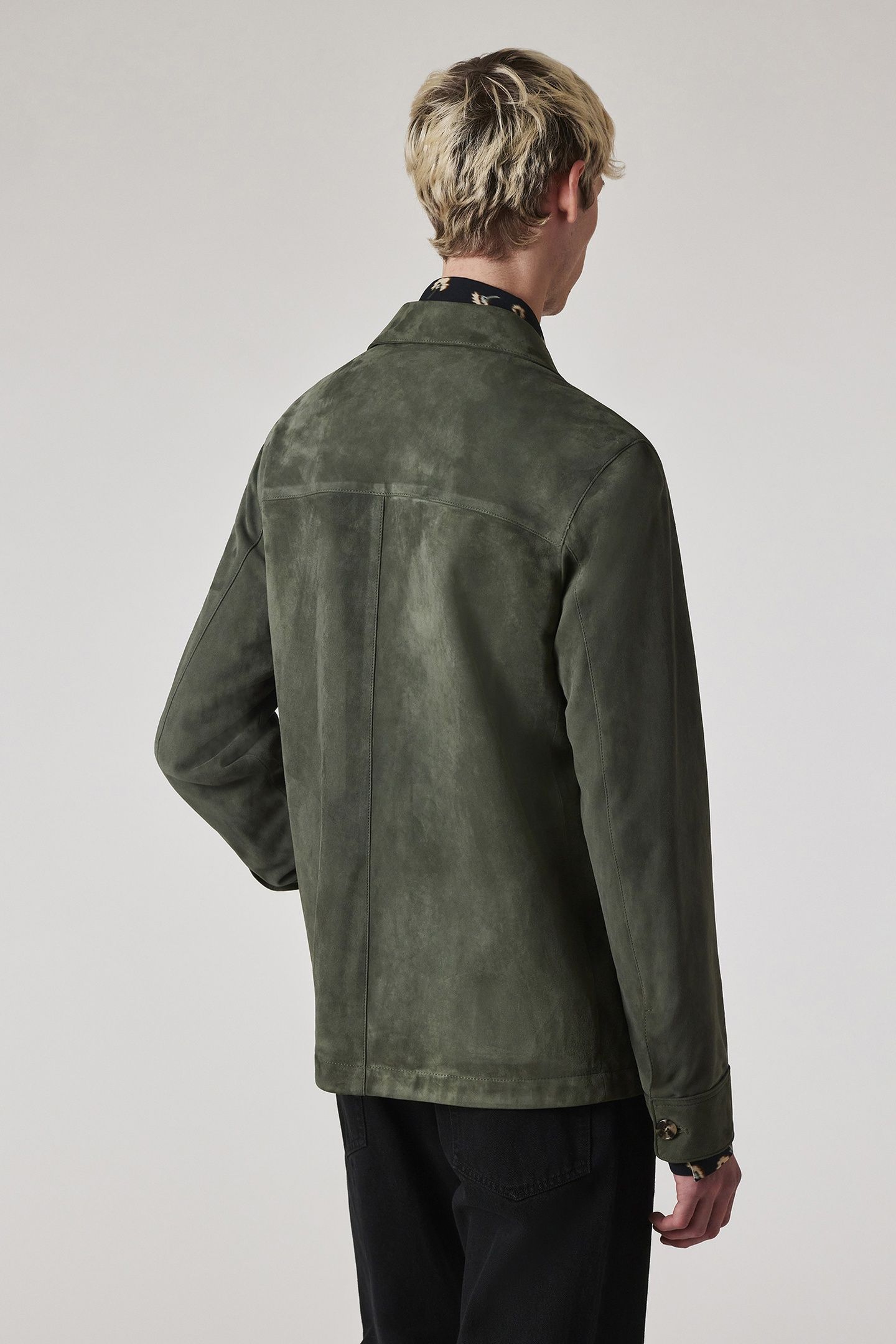 MENS CASUAL FIT SUEDE LEATHER JACKET PASTEL_GREEN 2