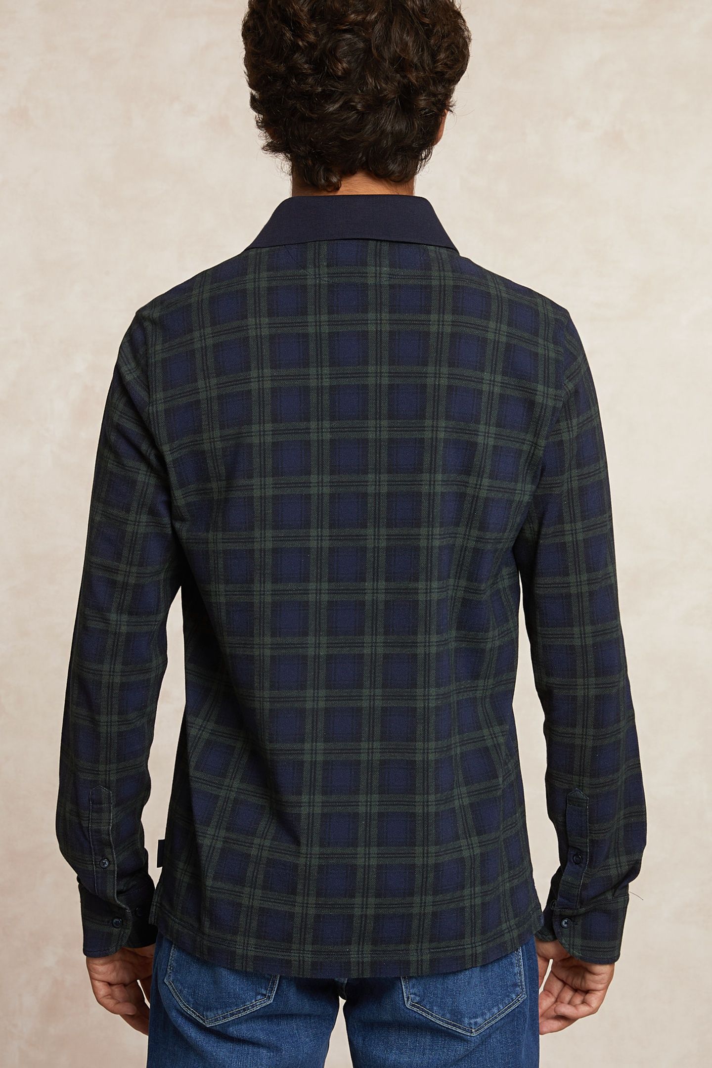 CUSTOM FIT COTTON CHECKED POLO ADMIRAL /BOTTLE BLUE 2