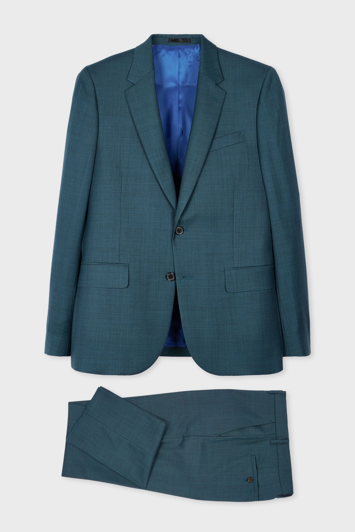 MENS TAILORED FIT 2 BUTTON SUIT PETROL BLUE 1