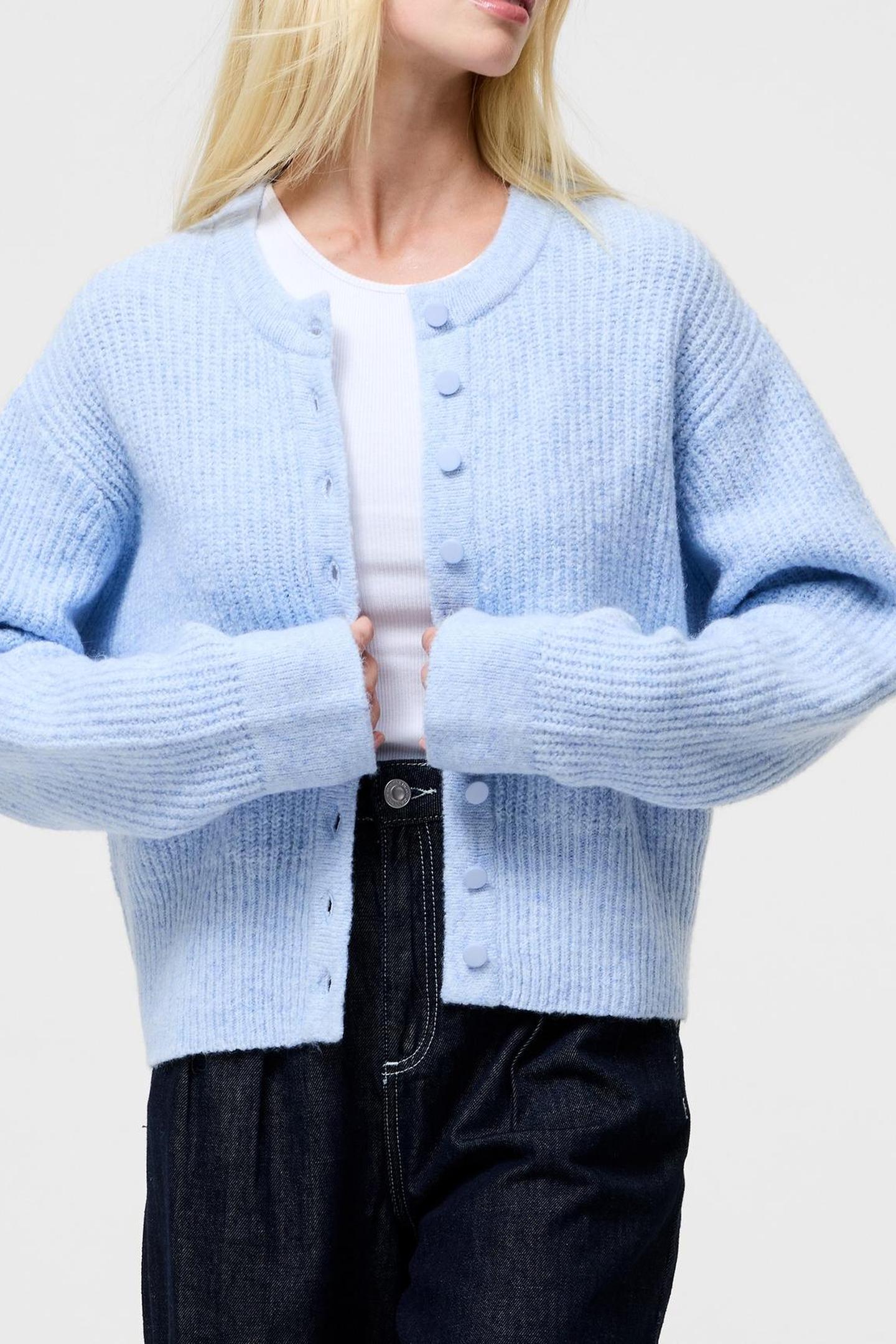 KEZIA KNIT LS CARDIGAN ARCTIC BLUE 2