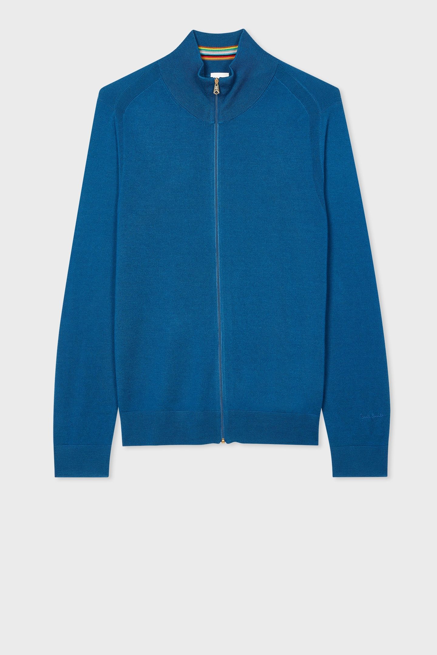 MENS CARDIGAN ZIP THRU PETROL BLUE 3