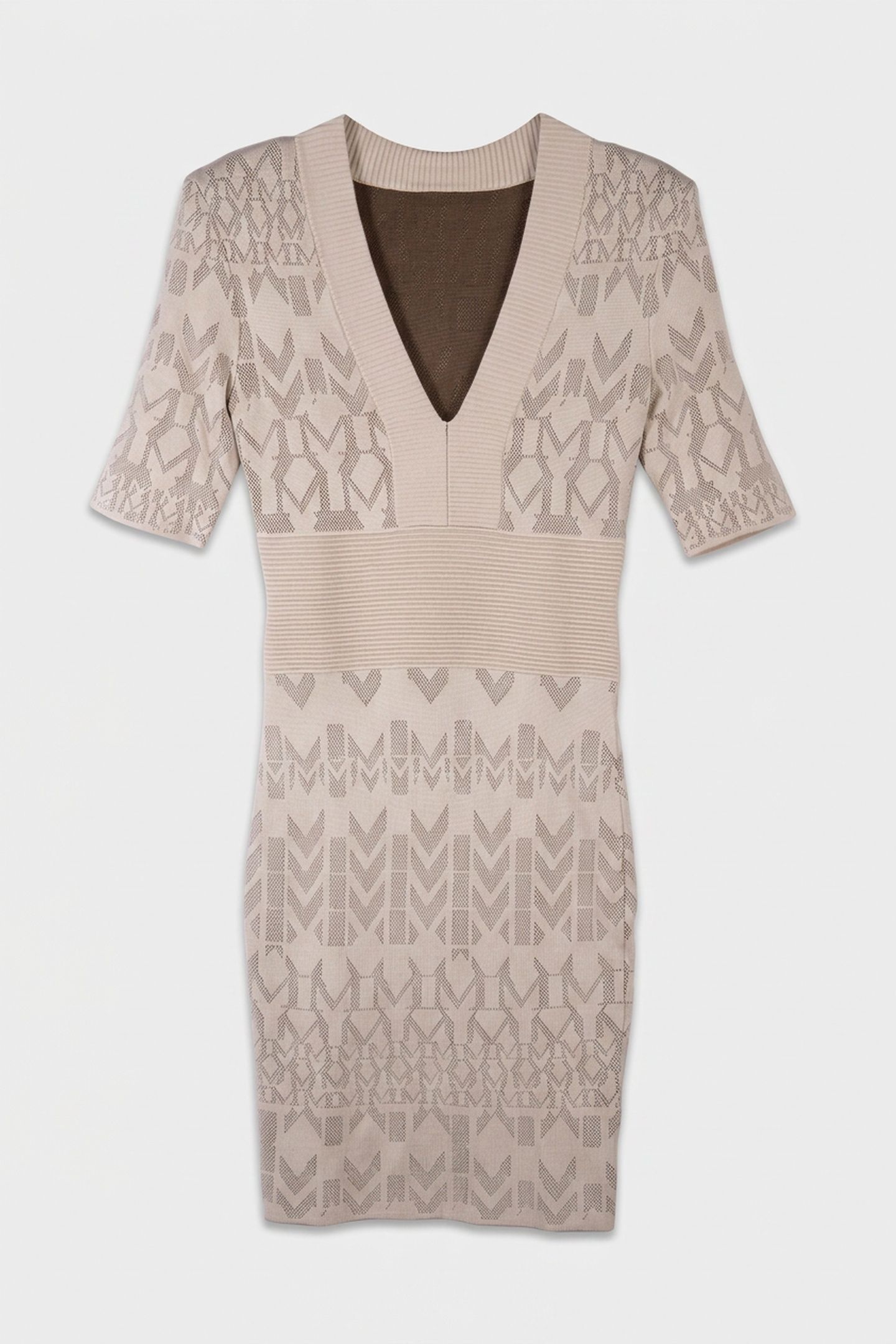BILLIE MONOG V NECK GEOM M BUFF TAUPE /D 3