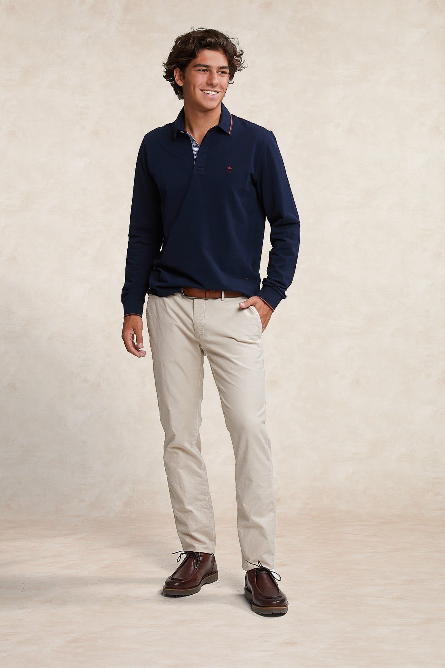 SLIM FIT BASIC CHINO PANTS SAND BEIGE 1