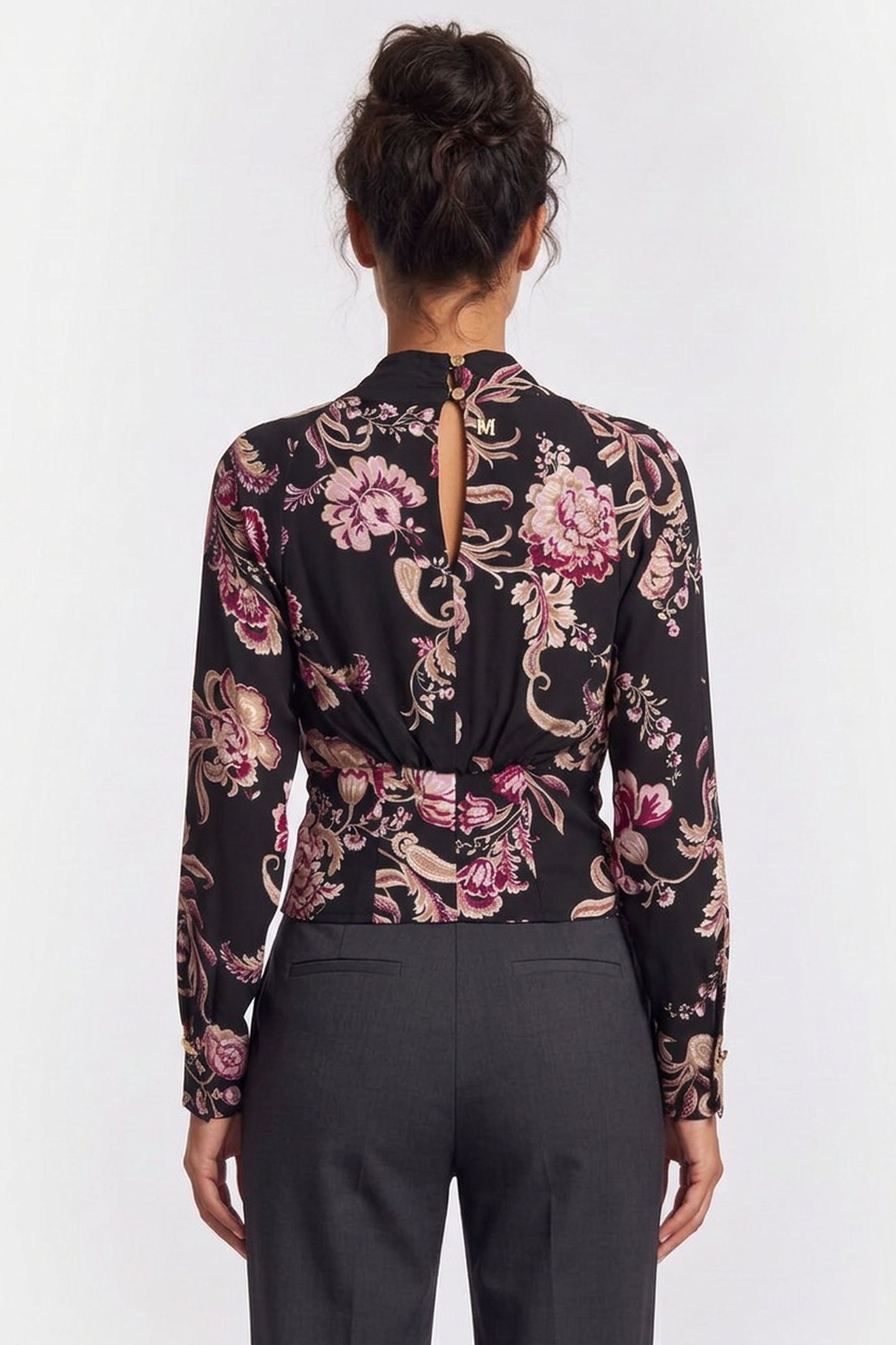 DENISE V NECK WRAP L FLORAL PAISLEY BLACK 2