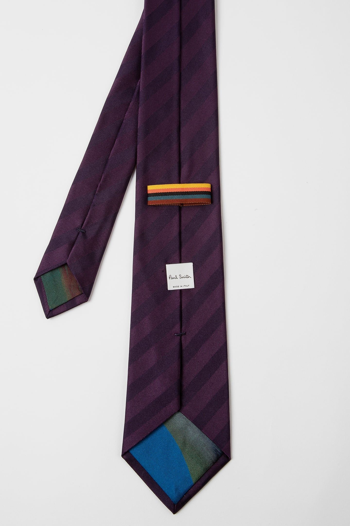 MEN TIE MONO STRIPE AUBERGINE 2