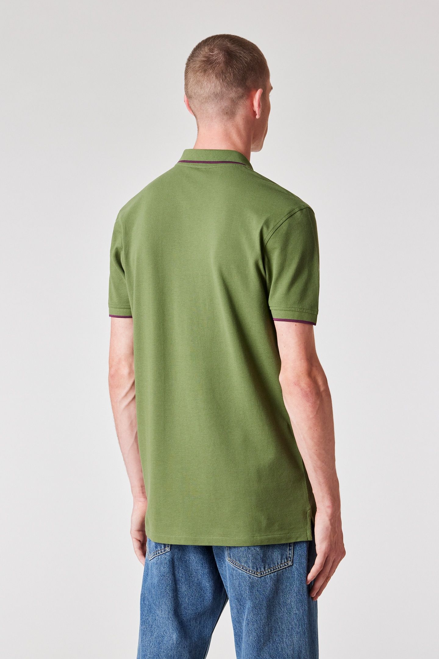 MENS SLIM POLO SS ZEB BADGE LT GREYISH GREEN 2