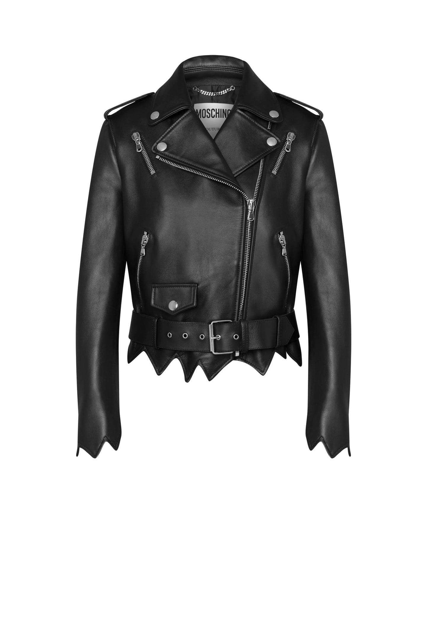 MOSCHINO X THE FLINTSTONES™ NAPPA LEATHER BIKER JACKET BLACK 3
