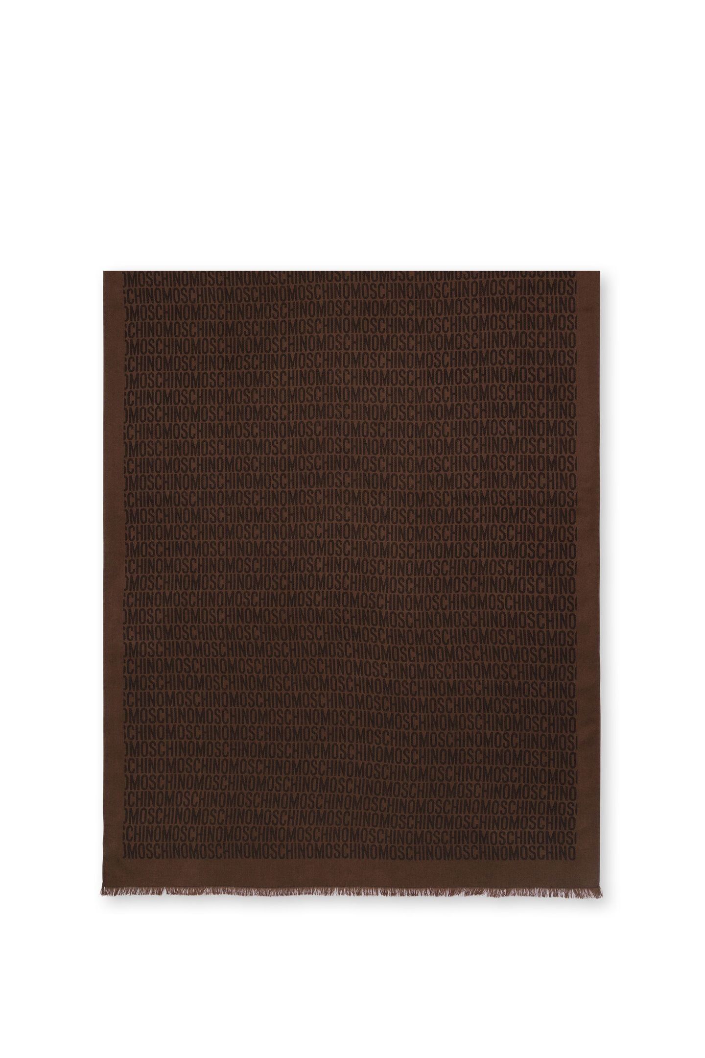 ALLOVER LOGO SILK AND WOOL SCARF BROWN 2