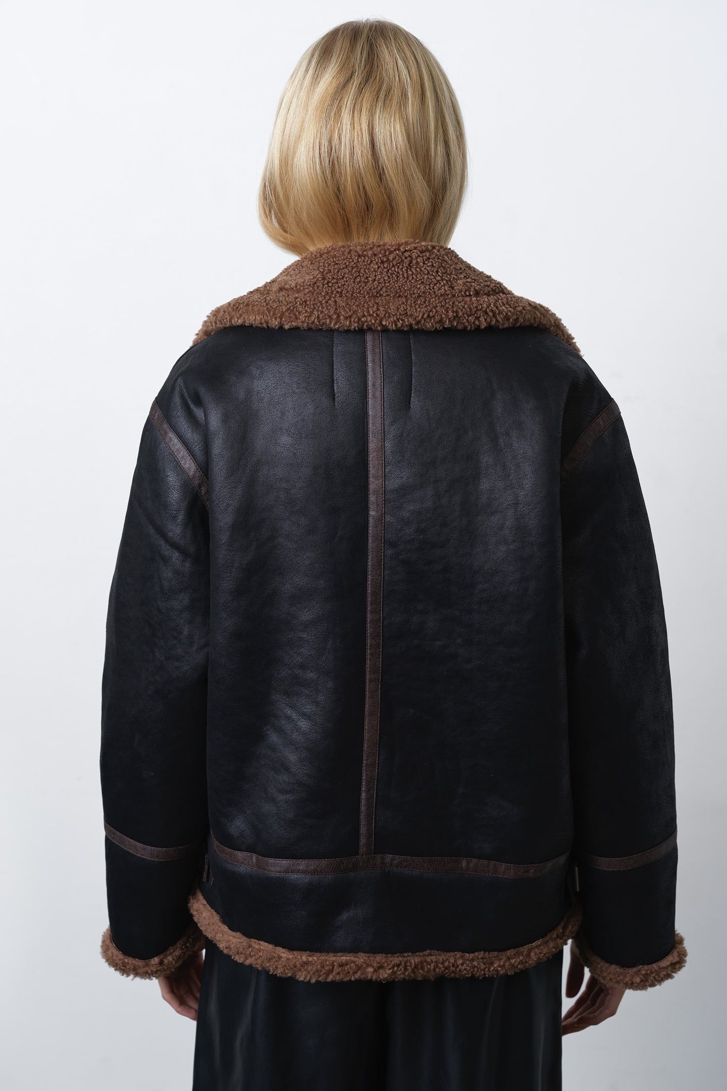 SUEDETTE ZIP UP JACKET BLACK BROWN BLACK BROWN 2