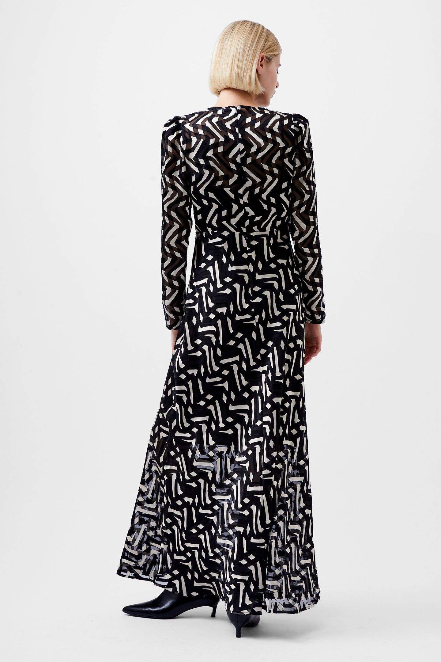 DIANDRA SATIN BURNOUT DRESS BLACK/CLASSIC CREAM SIZE [16] BL 2