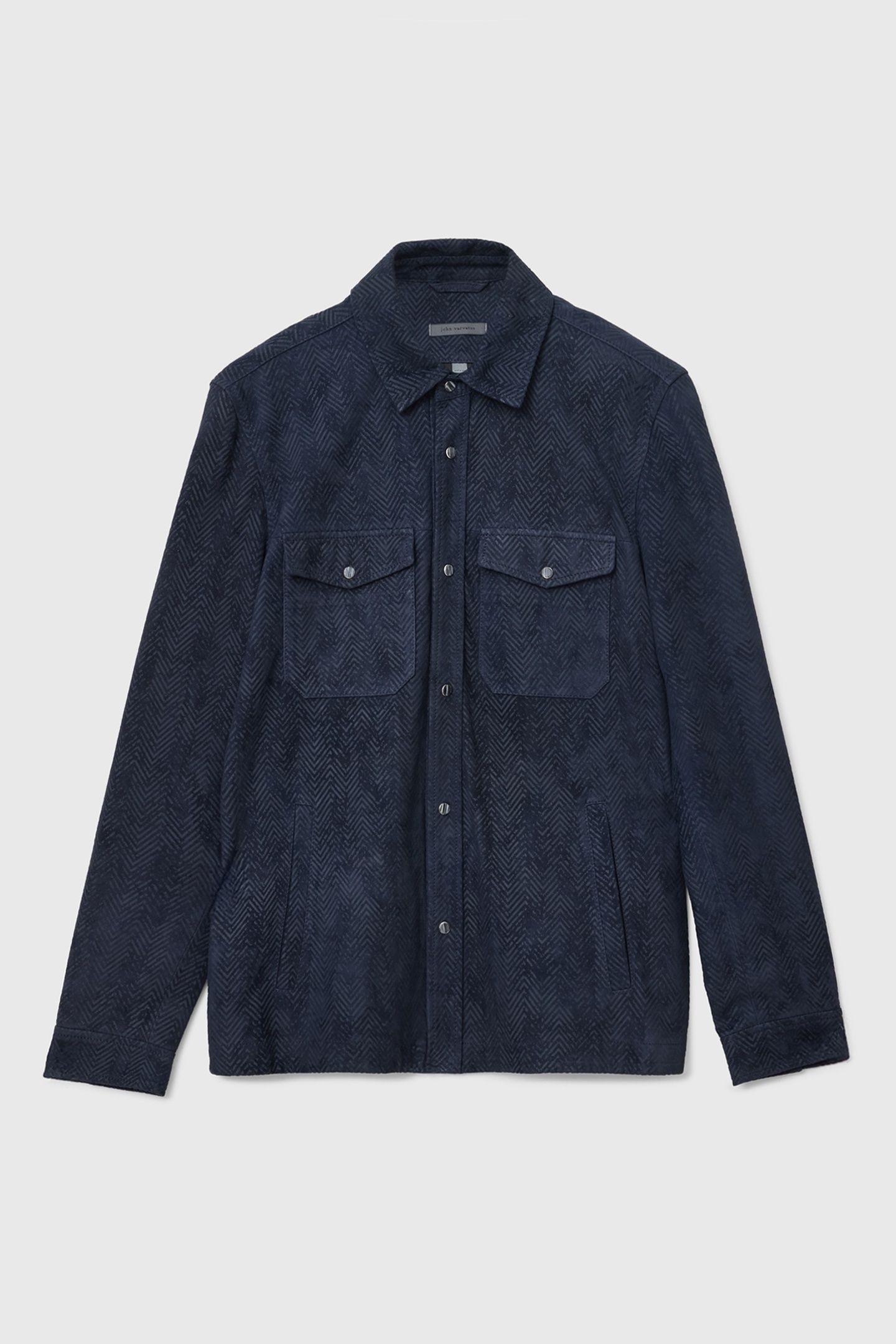 JONAH PRINTED HERRINGBONELEATHER SHIRT J NAVY 3