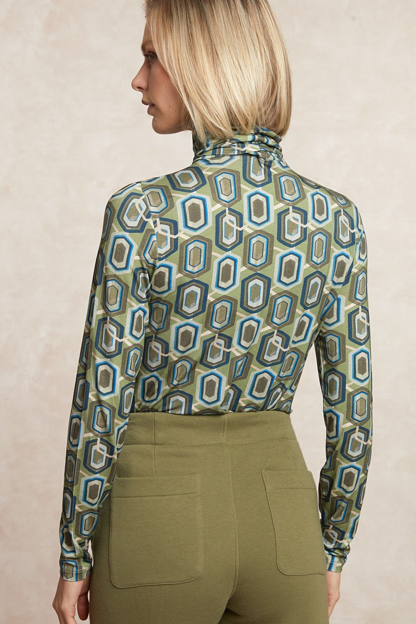 FANTASY ROLL NECK T-SHIRT LONG SLEEVES MULTI GREEN 2