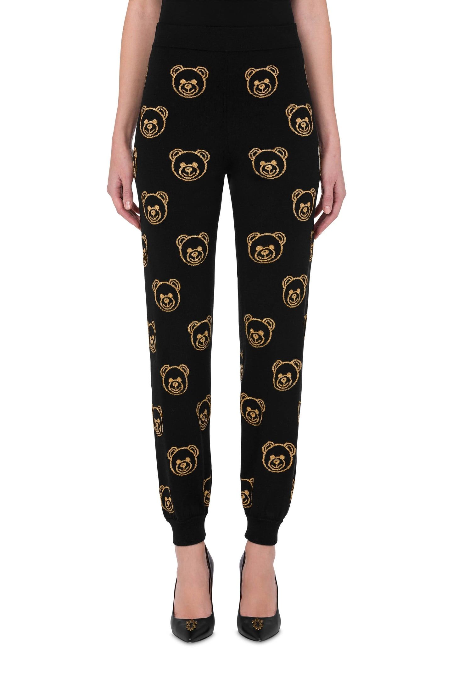 TEDDY BEAR INTARSIA KNITTED JOGGERS BLACK 1