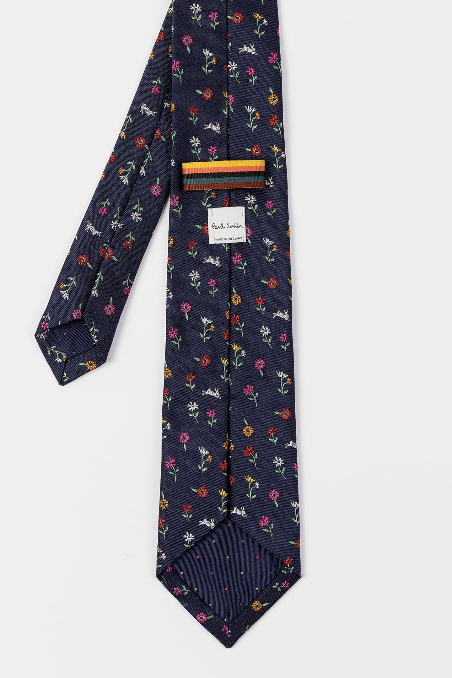 MEN TIE FLORAL RABBIT NAVY 4