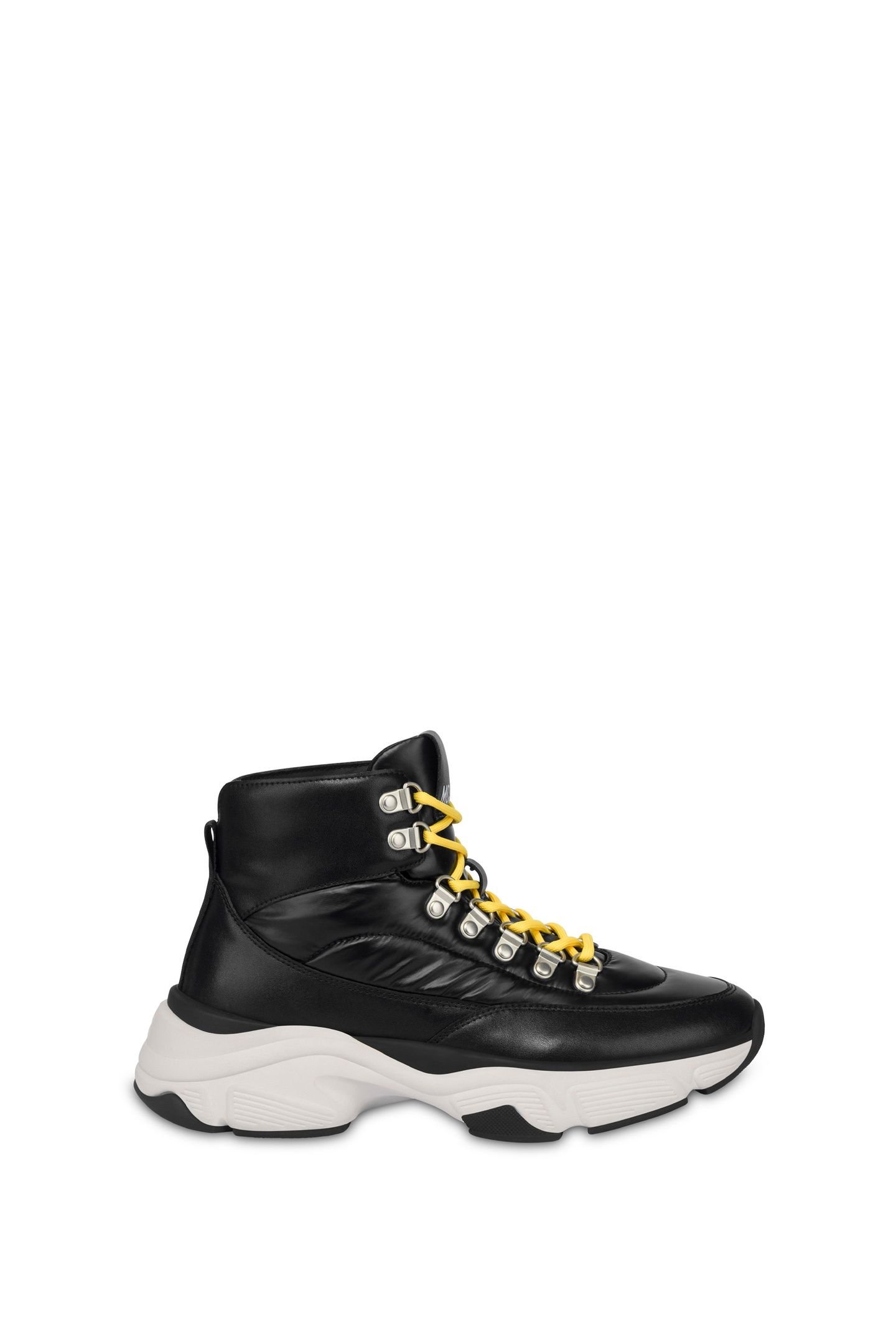 HIGH-TOP SNEAKERS IN CALFSKIN AND NYLON BLACK 1