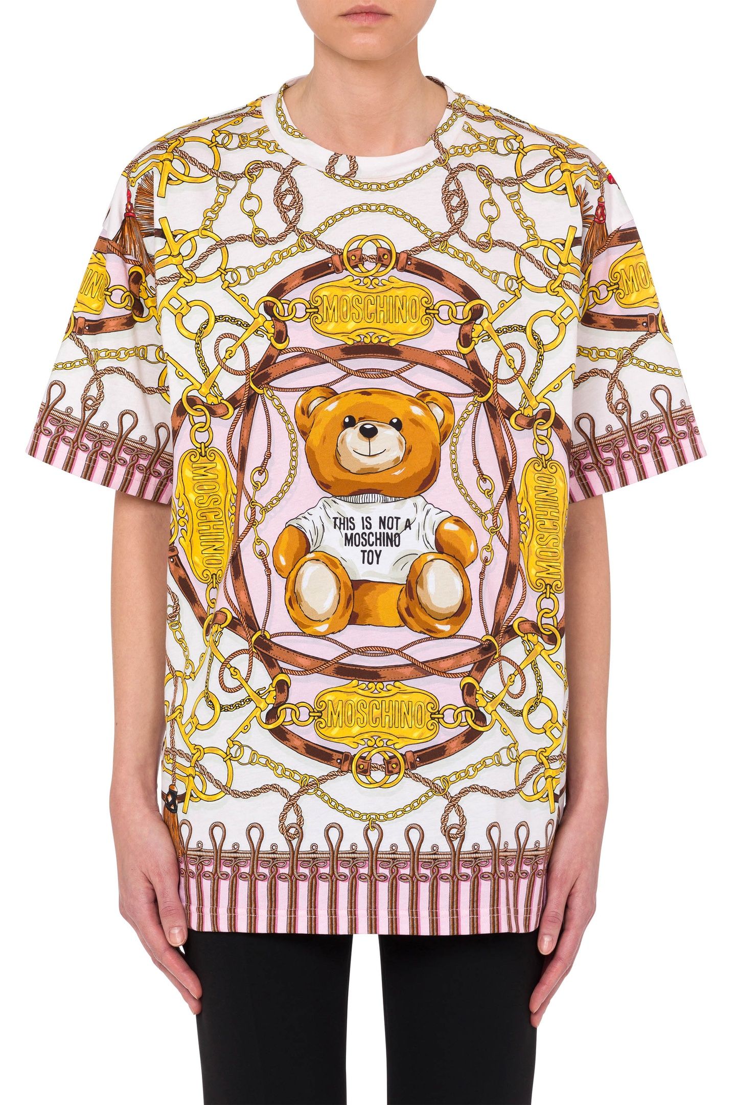 T-SHIRT IN JERSEY MILITARY TEDDY SCARF PINK 1