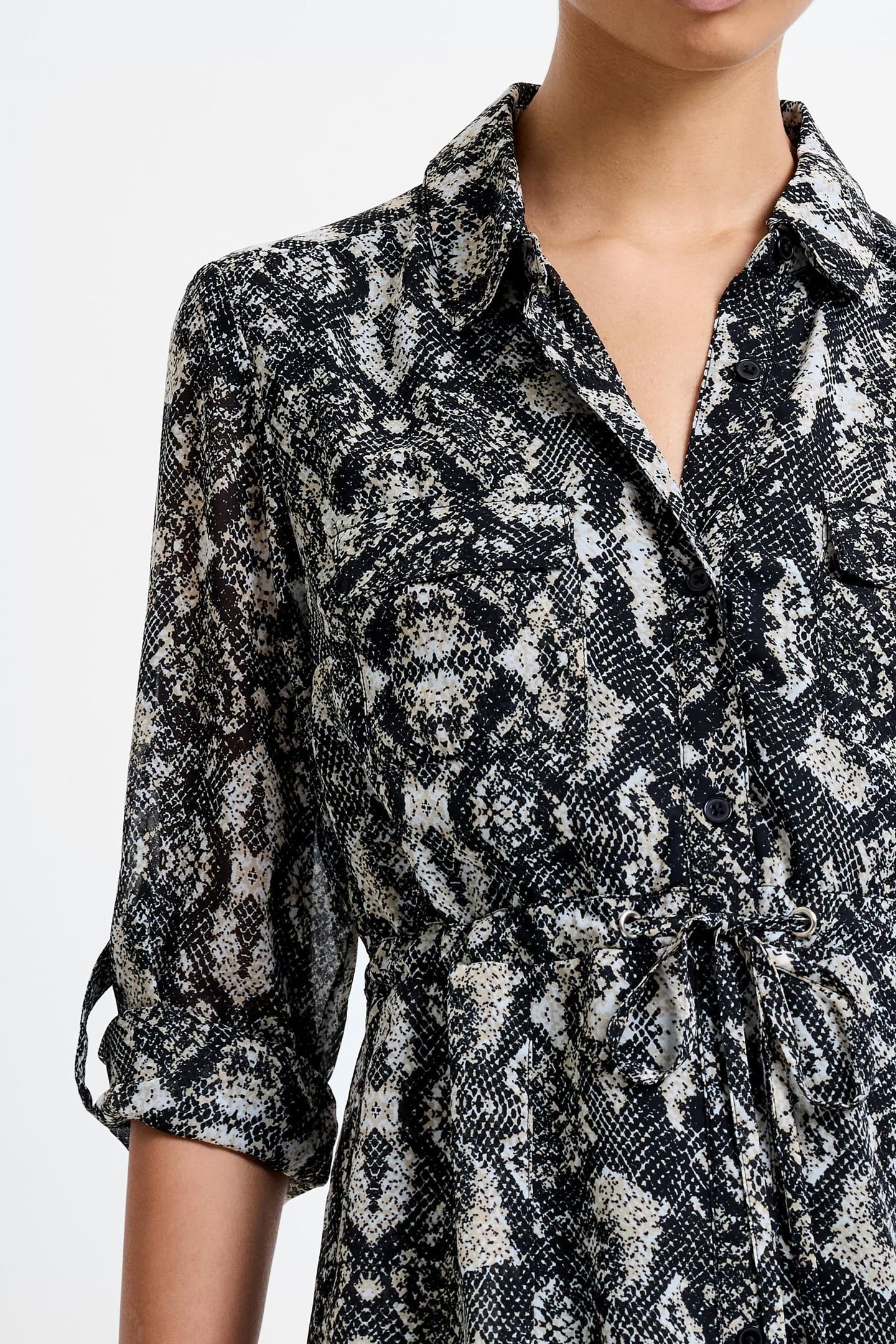 SNAKE PRINT L/S MIDI DRESS NEUTRAL MULTI 4