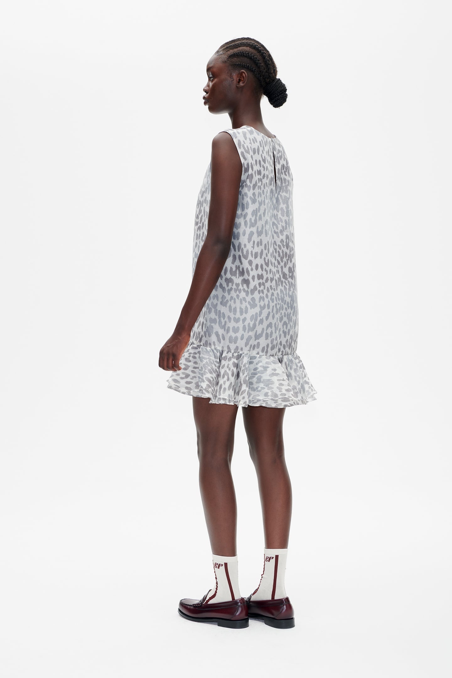 AGNESE DRESS GREY OFFICE LEOPARD 2