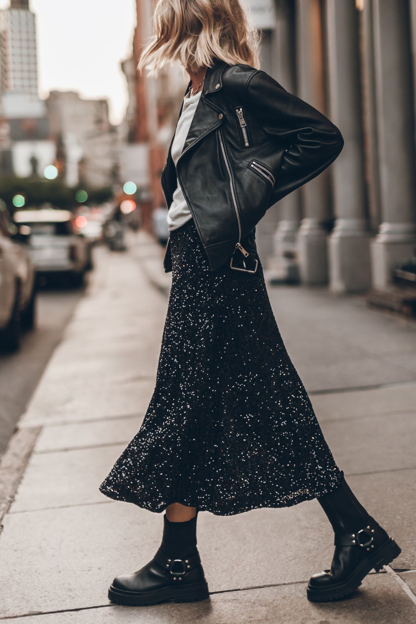 THE BLACK LONG SEQUIN SKIRT BLACK 2