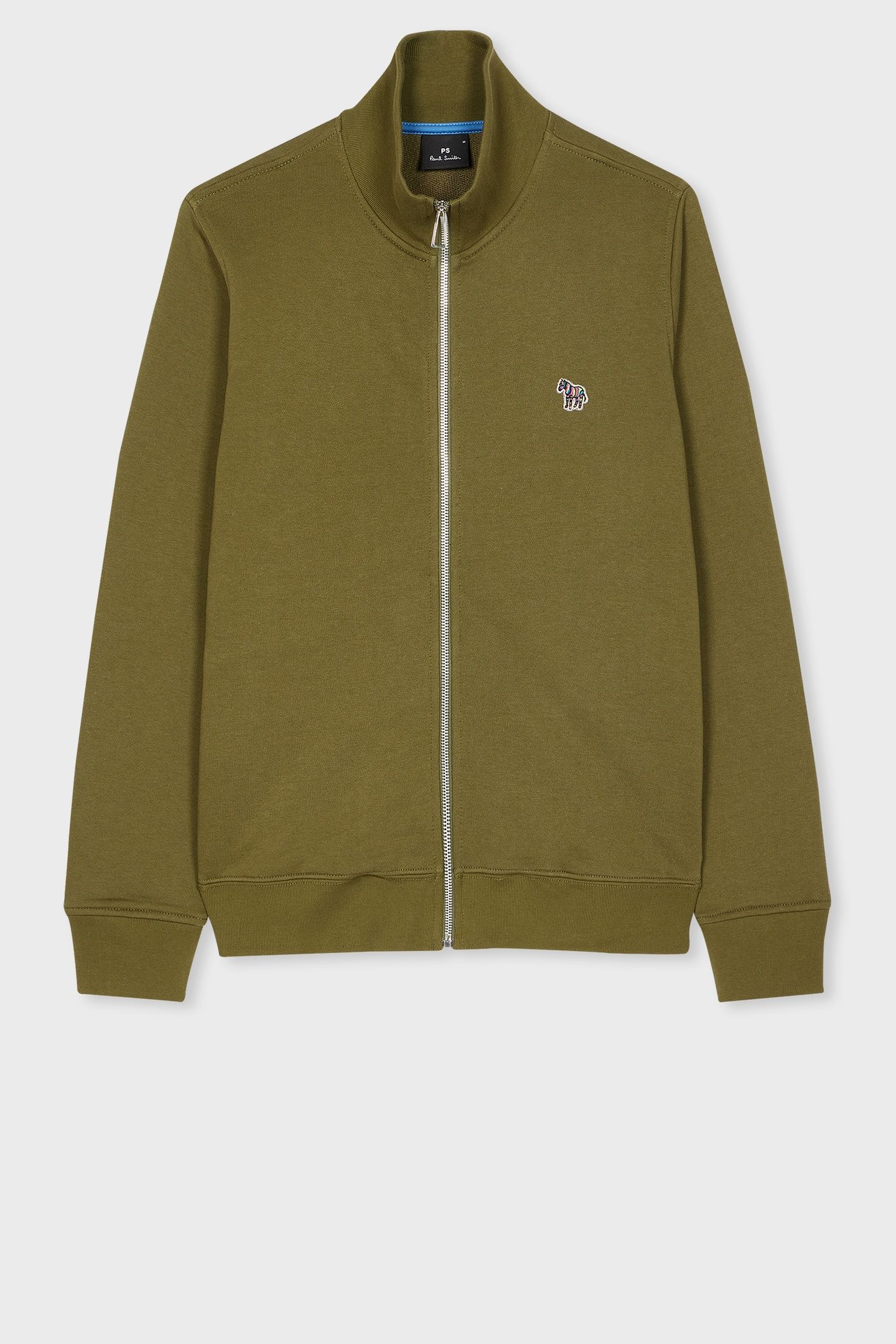 MENS REG FIT ZIP SWEAT ZEBRA OLIVE GREEN 1