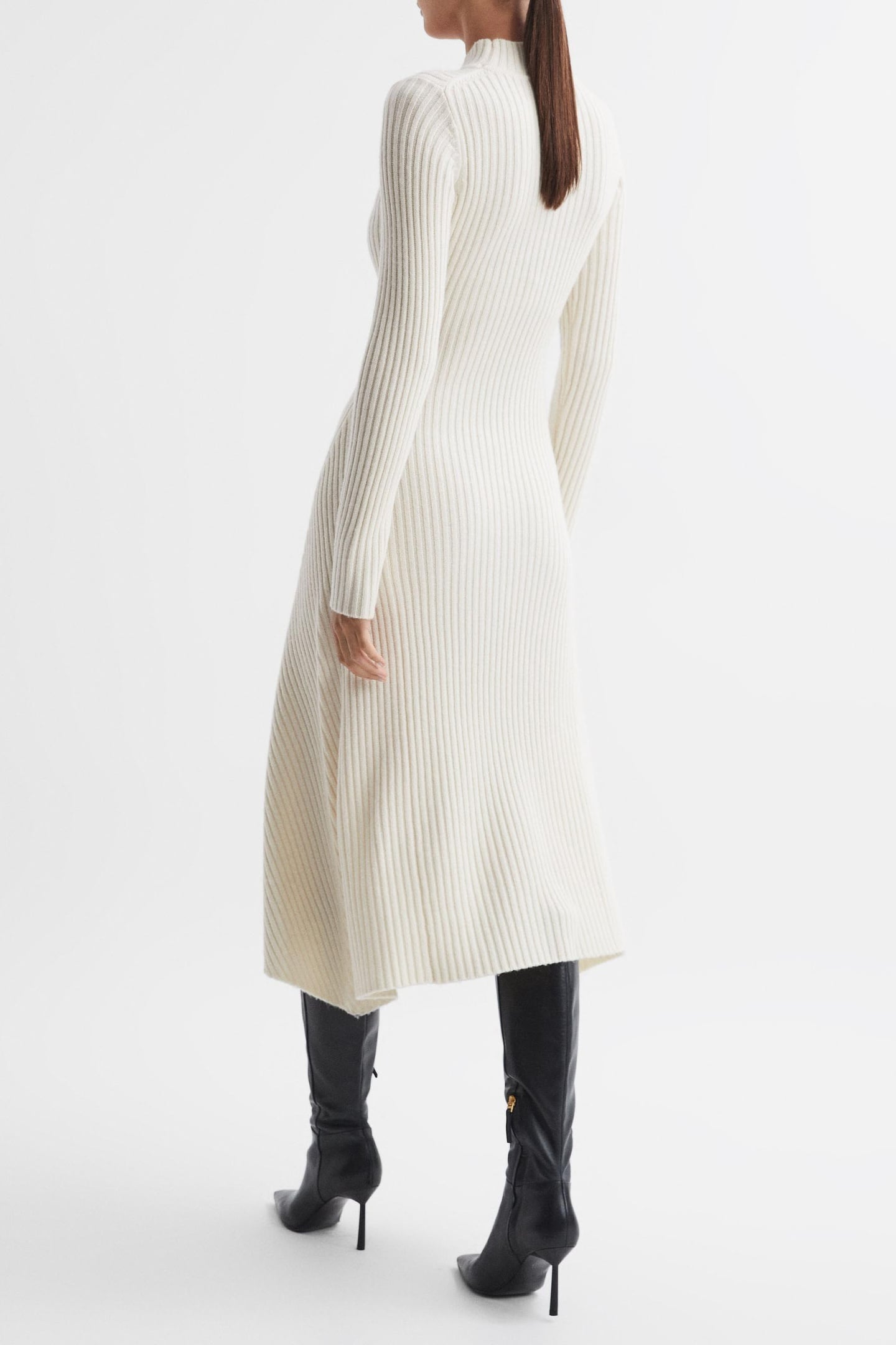 HIGH NECK MIDI DRESS CREAM 2