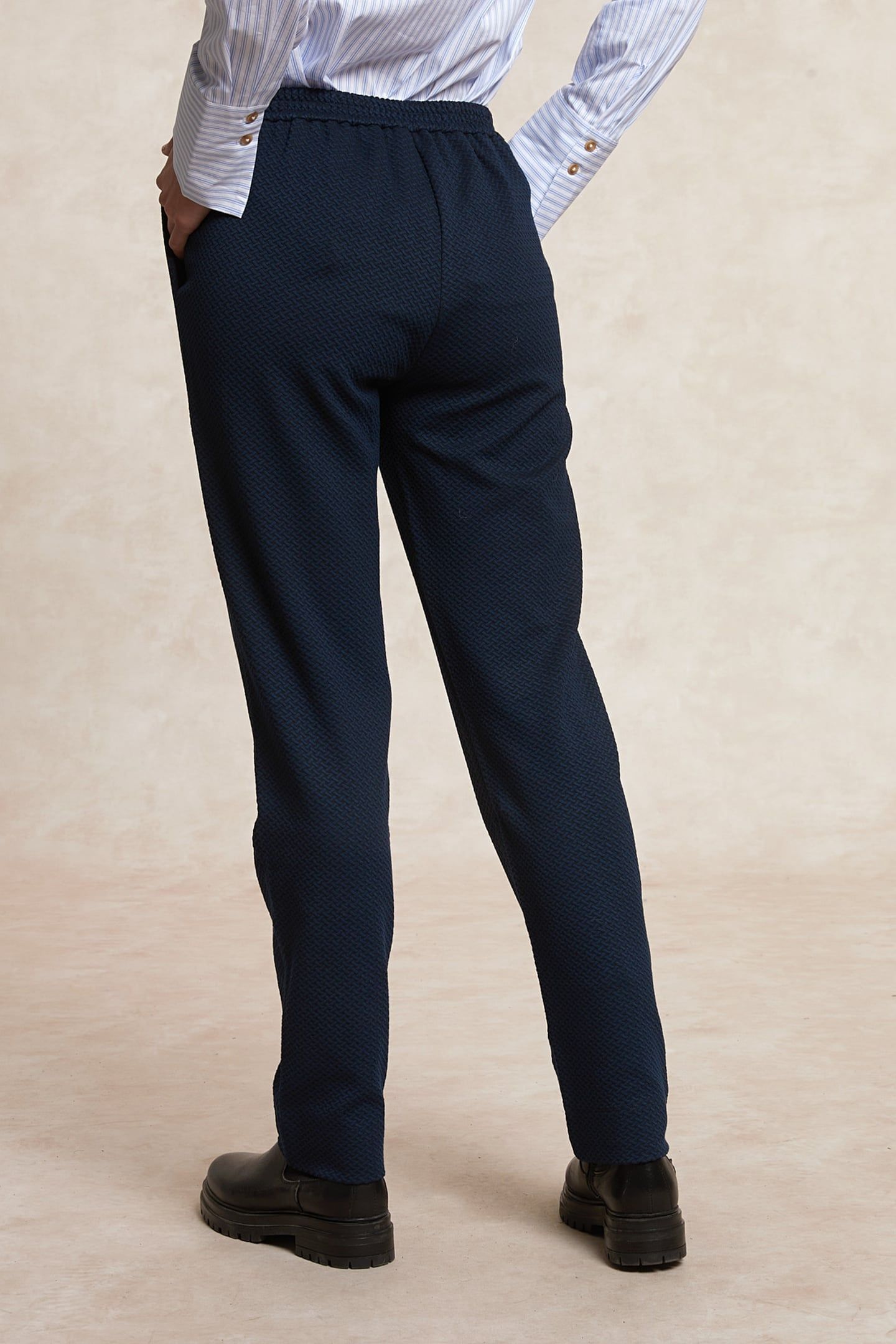 CLASSIC HERRINGBONE PANTS BLUE BLACK 2