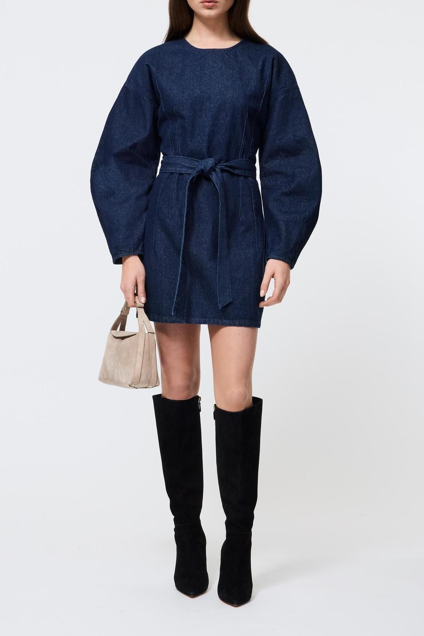 LEIGHTON DENIM BANANA SLV DRES DARK INDIGO 1