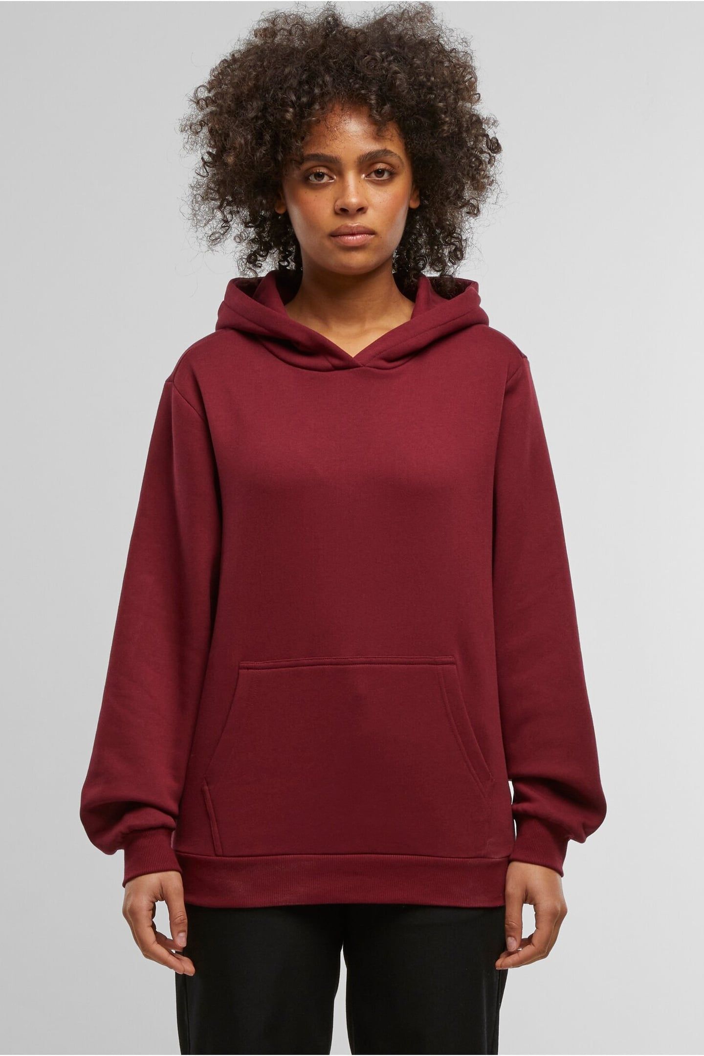 LADIES ESSENTIALS LOOSE BRUSHED FLEECE HOODY BURGUNDY 6