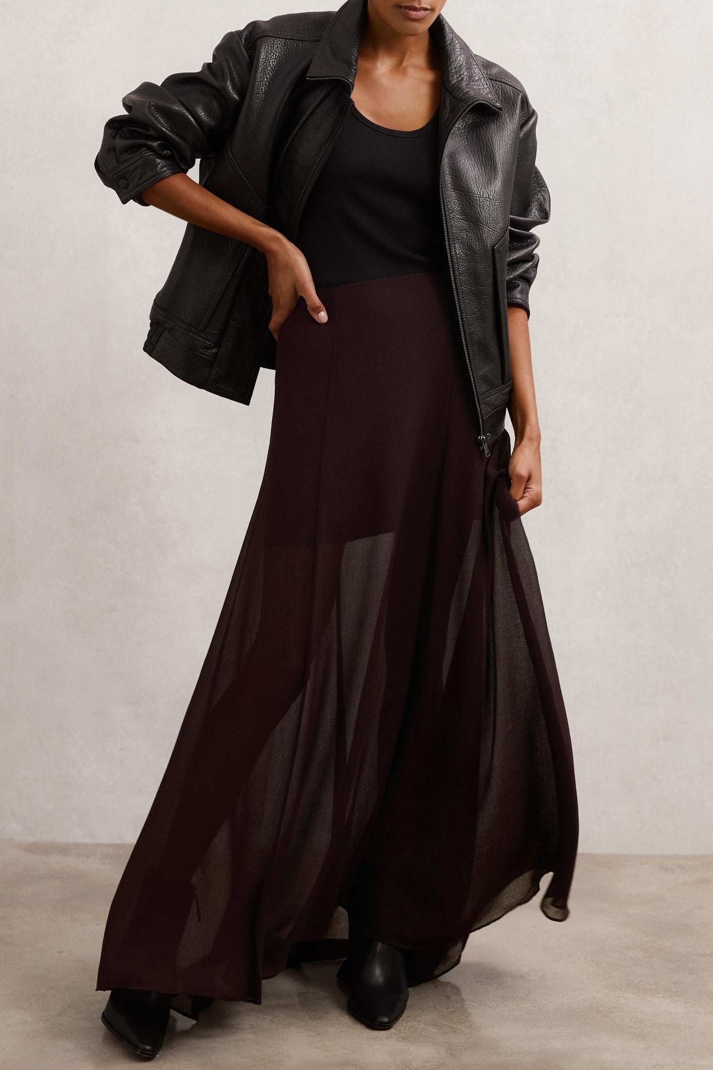 SHEER MAXI SKIRT CHOCOLATE BROWN 3