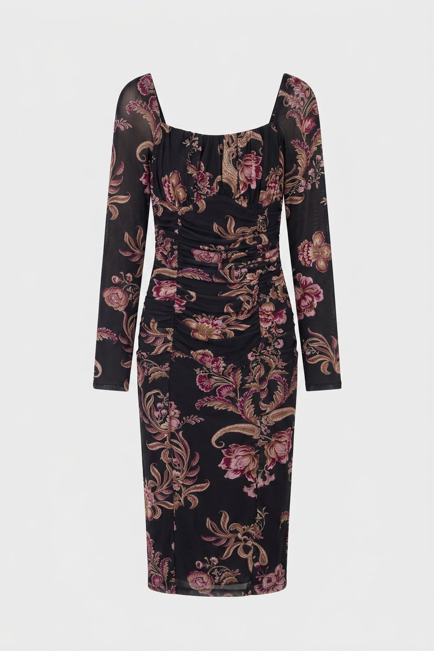 HOLLY LS DRAPEP DRES FLORAL PAISLEY BLACK 3