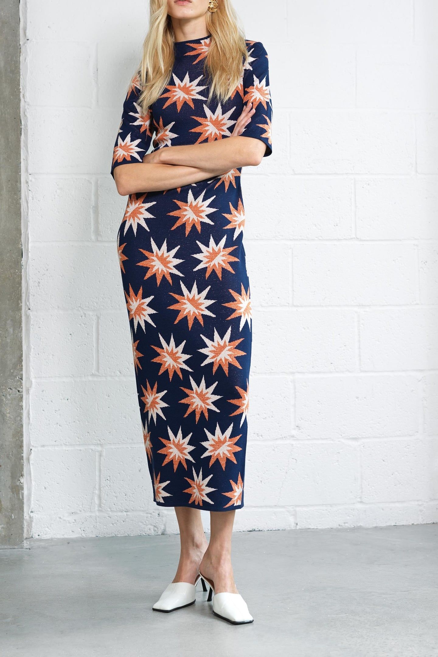 IMELDA STAR JACQUARD KNIT DRES EVENING BLUE MULTI 3