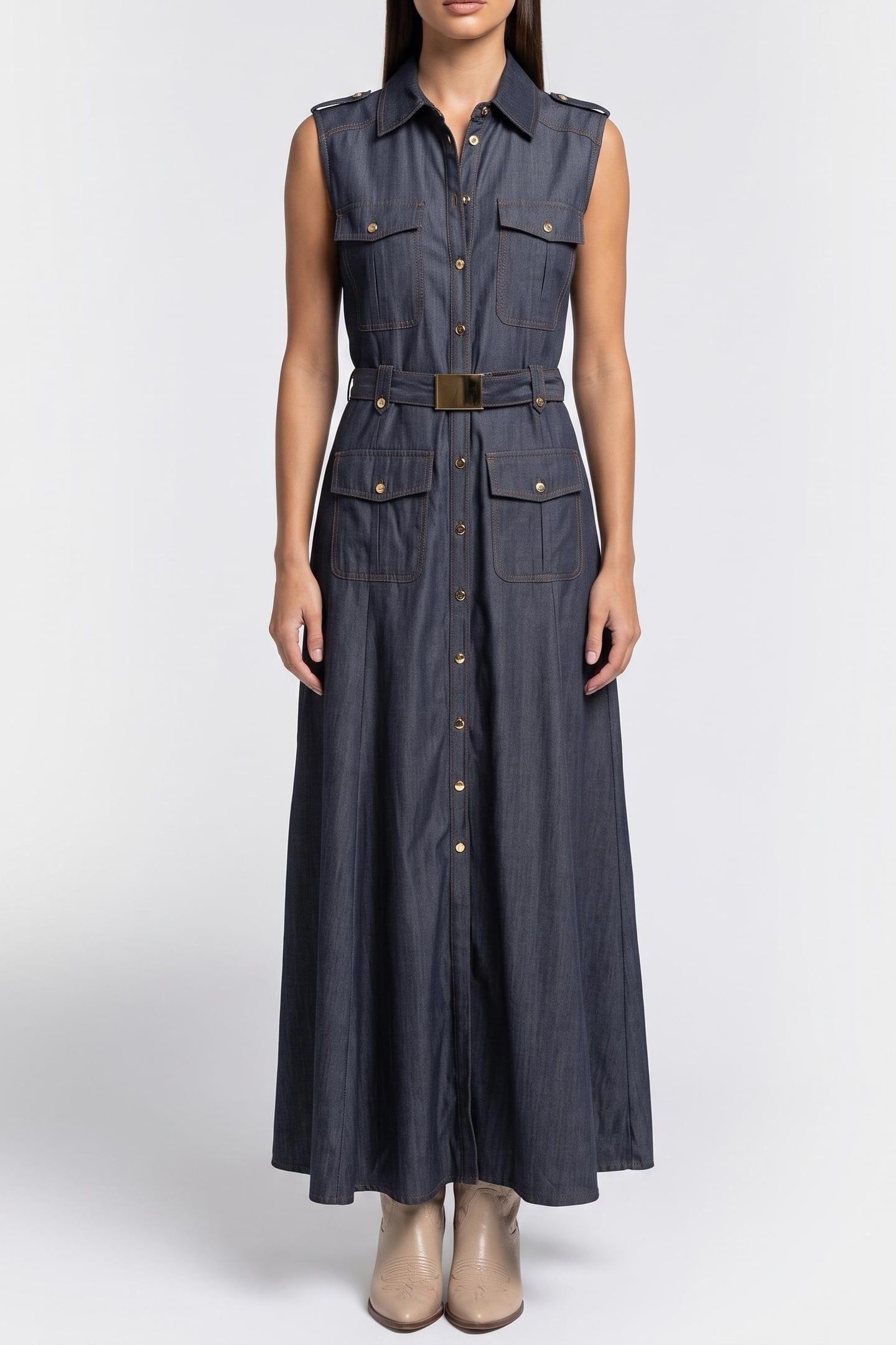 CARLA LONG SL DRESS DARK BLUE 1