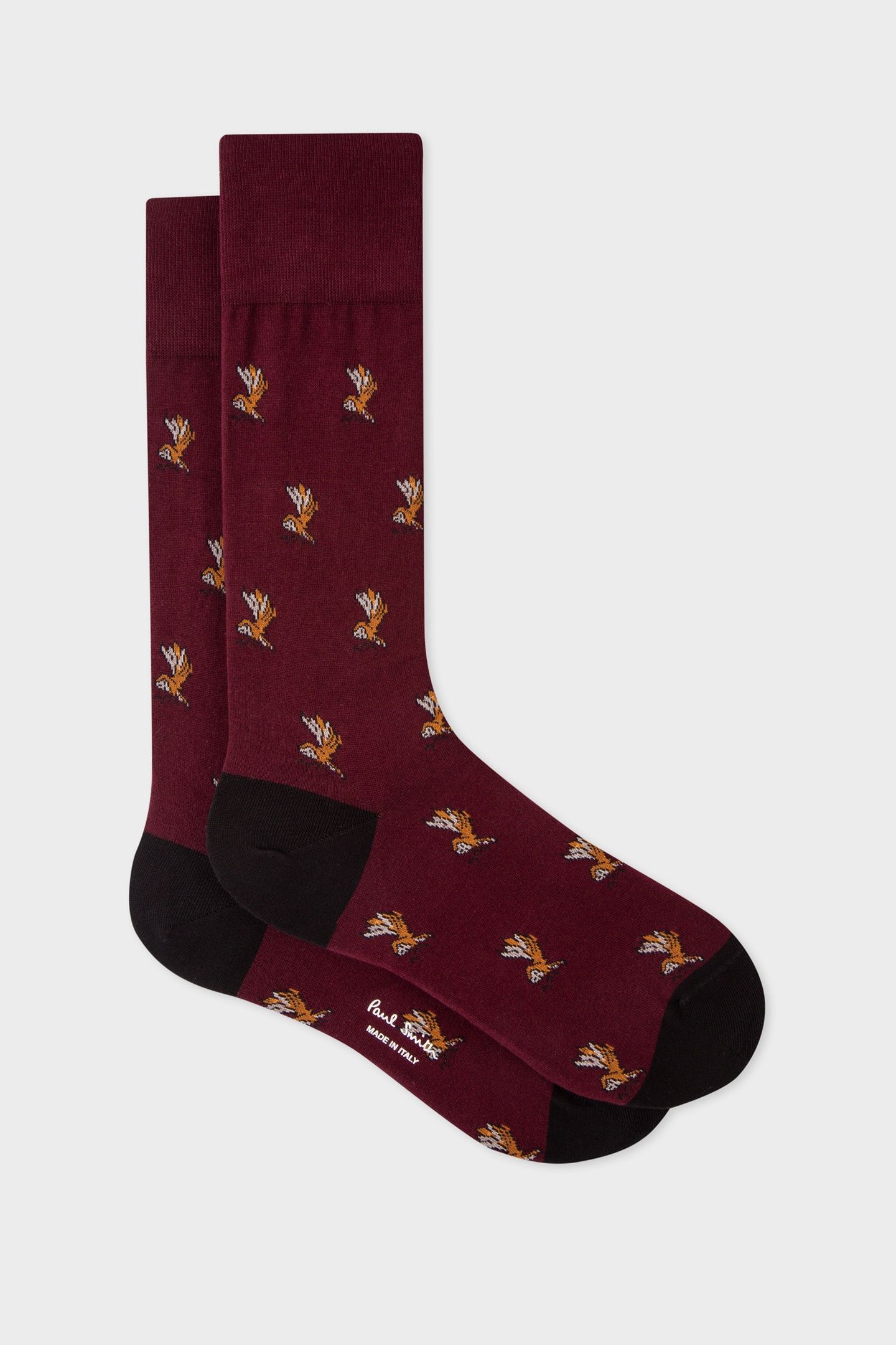 MEN SOCK FOX OWL BURGUNDY/ BORDE 2