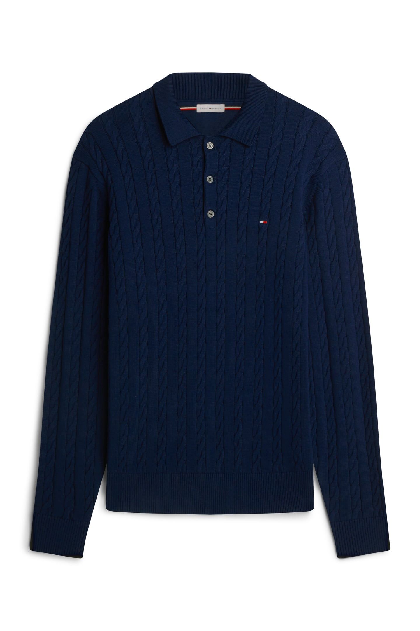 CABLE KNIT POLO JUMPER CARBON NAVY 4