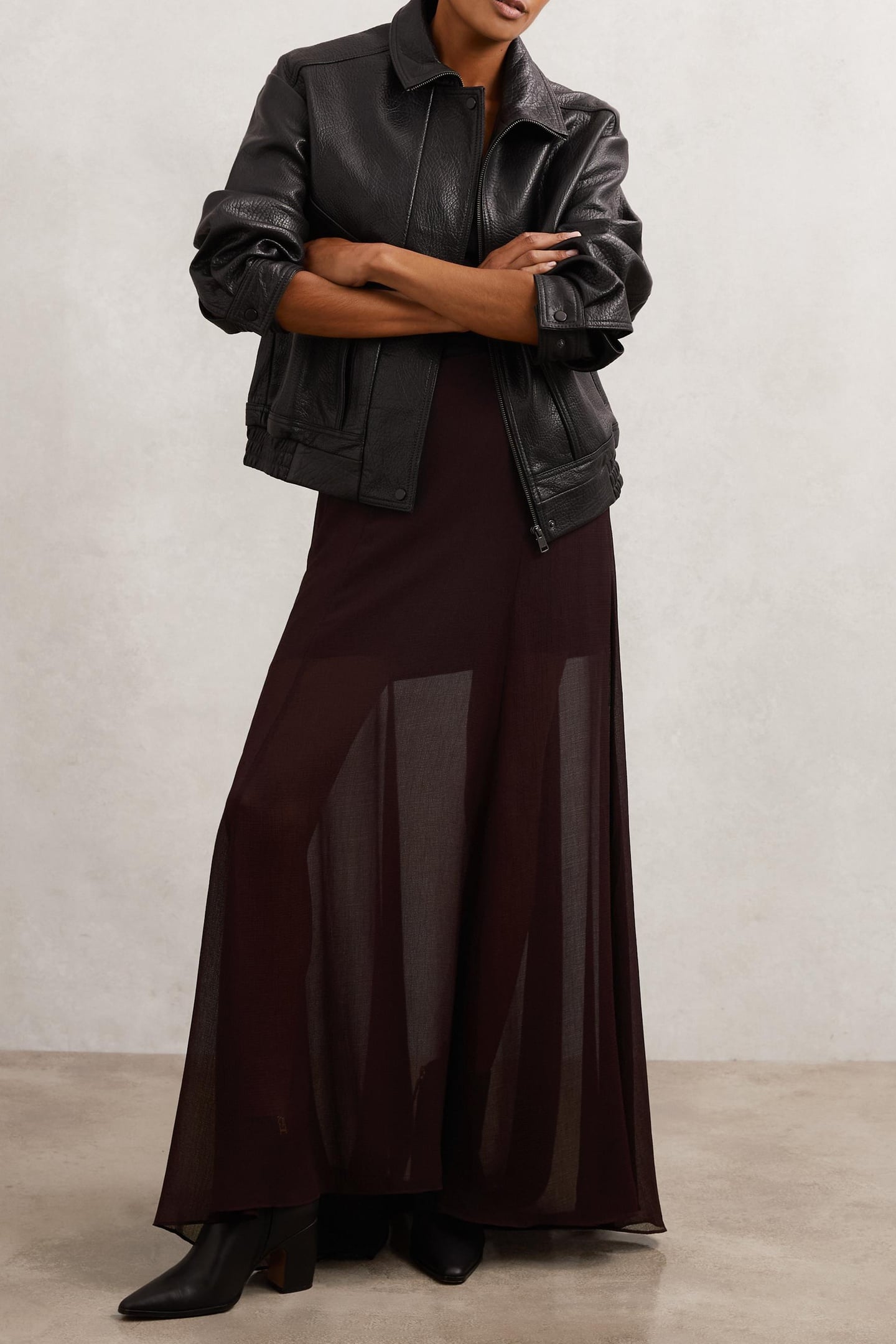 SHEER MAXI SKIRT CHOCOLATE BROWN 2