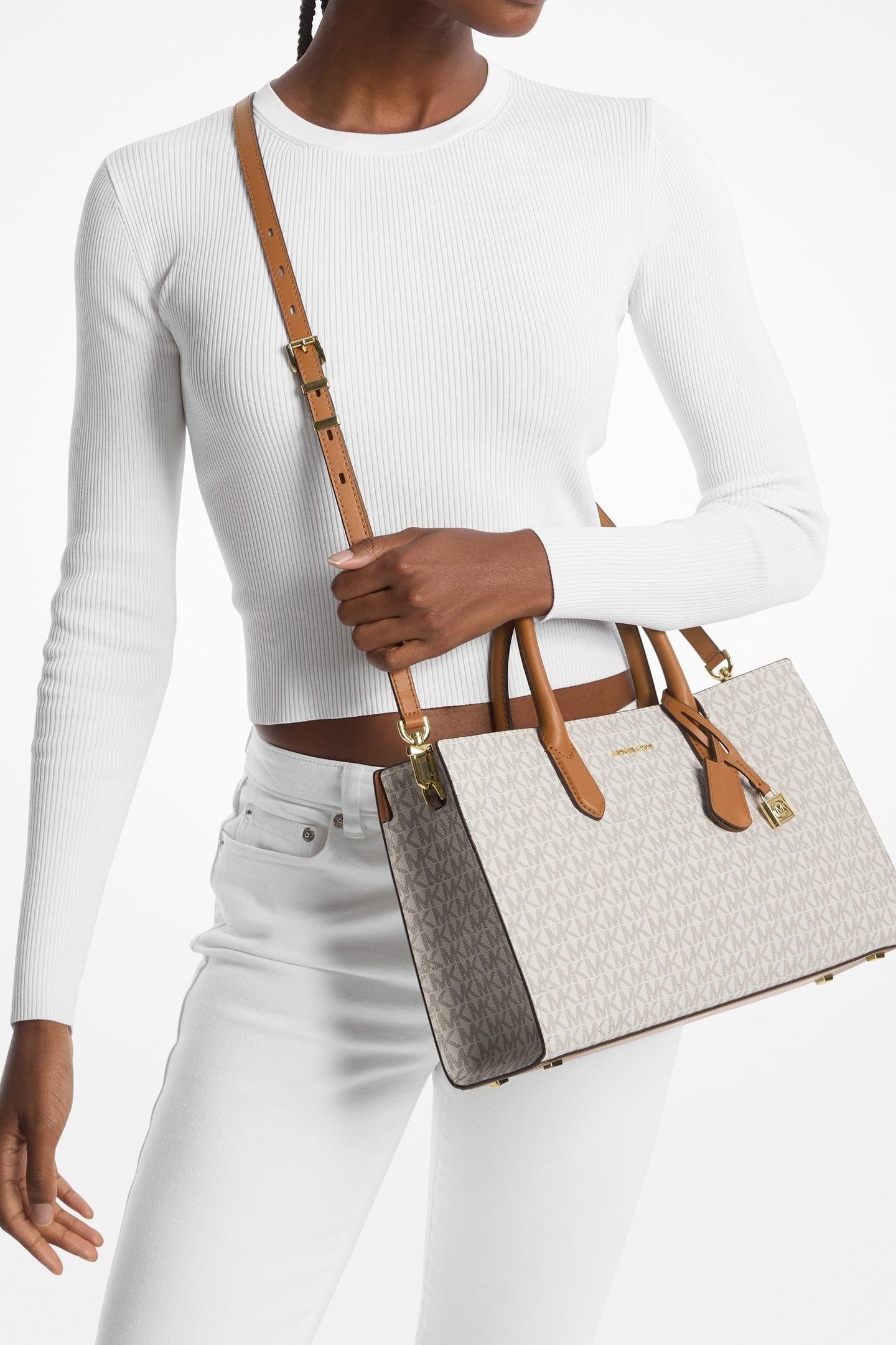 MEDIUM SATCHEL VANILLA/ACORN 2