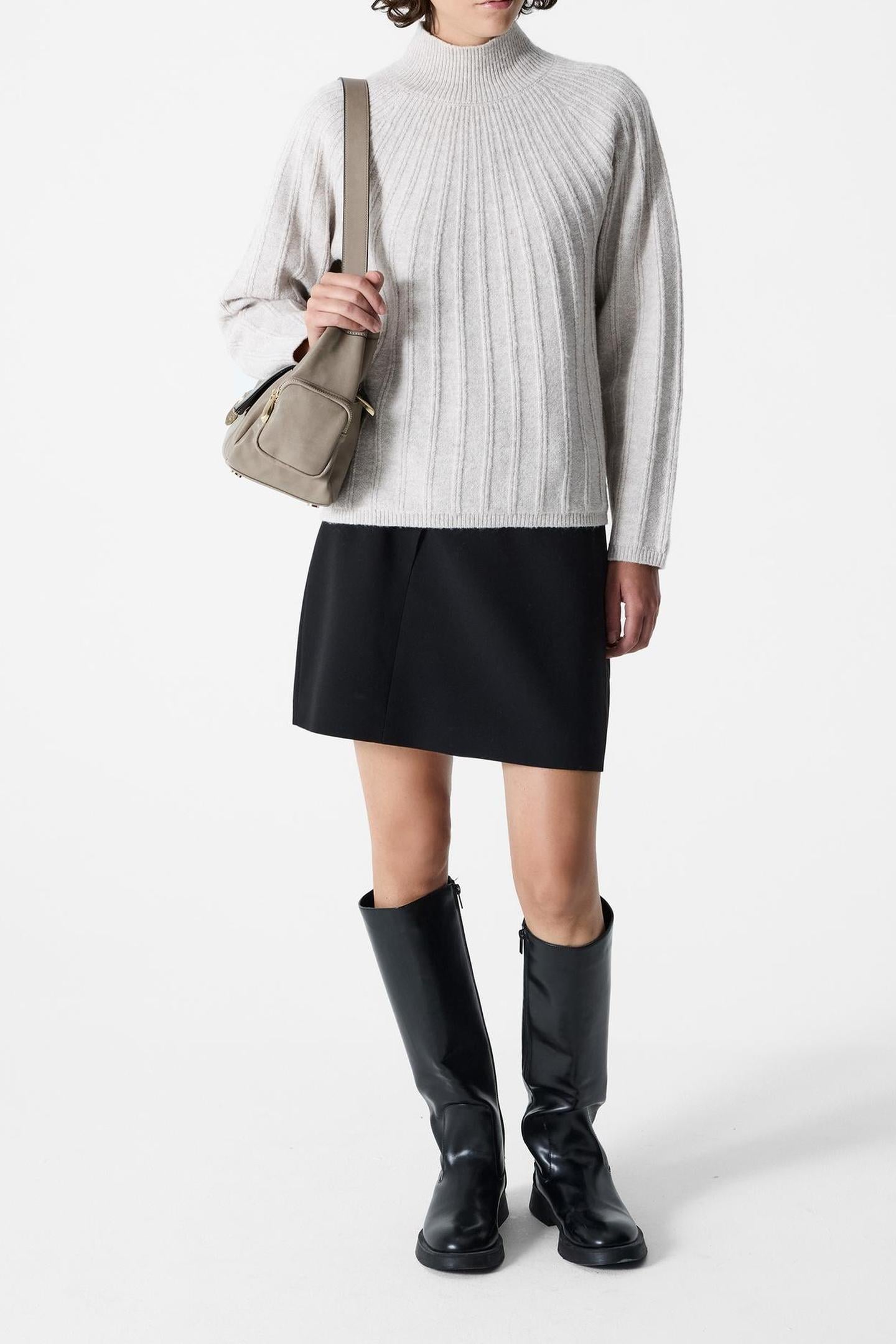 KEZIA RECYCLED MOCK RIB JUMPER PEBBLE NEUTRAL 2