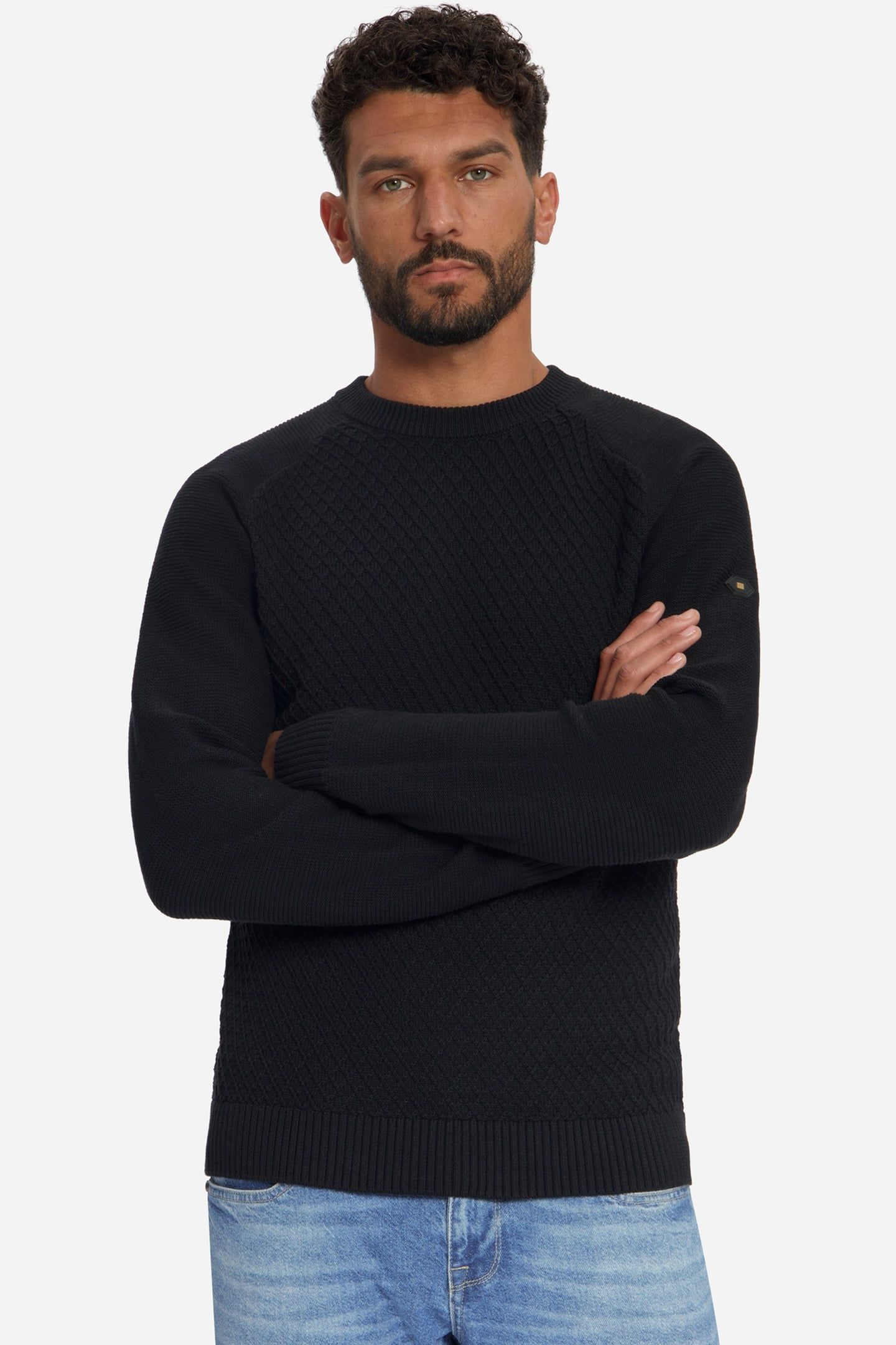 PULLOVER CREWNECK CABLE KNIT BLACK 1