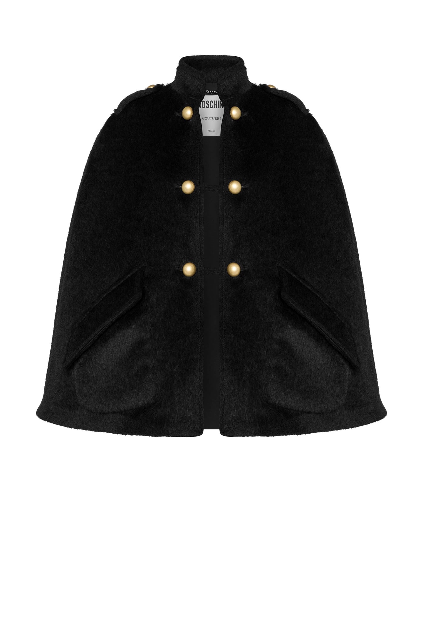 WOOL CLOTH CAPE MILITARY DETAILS BLACK 3