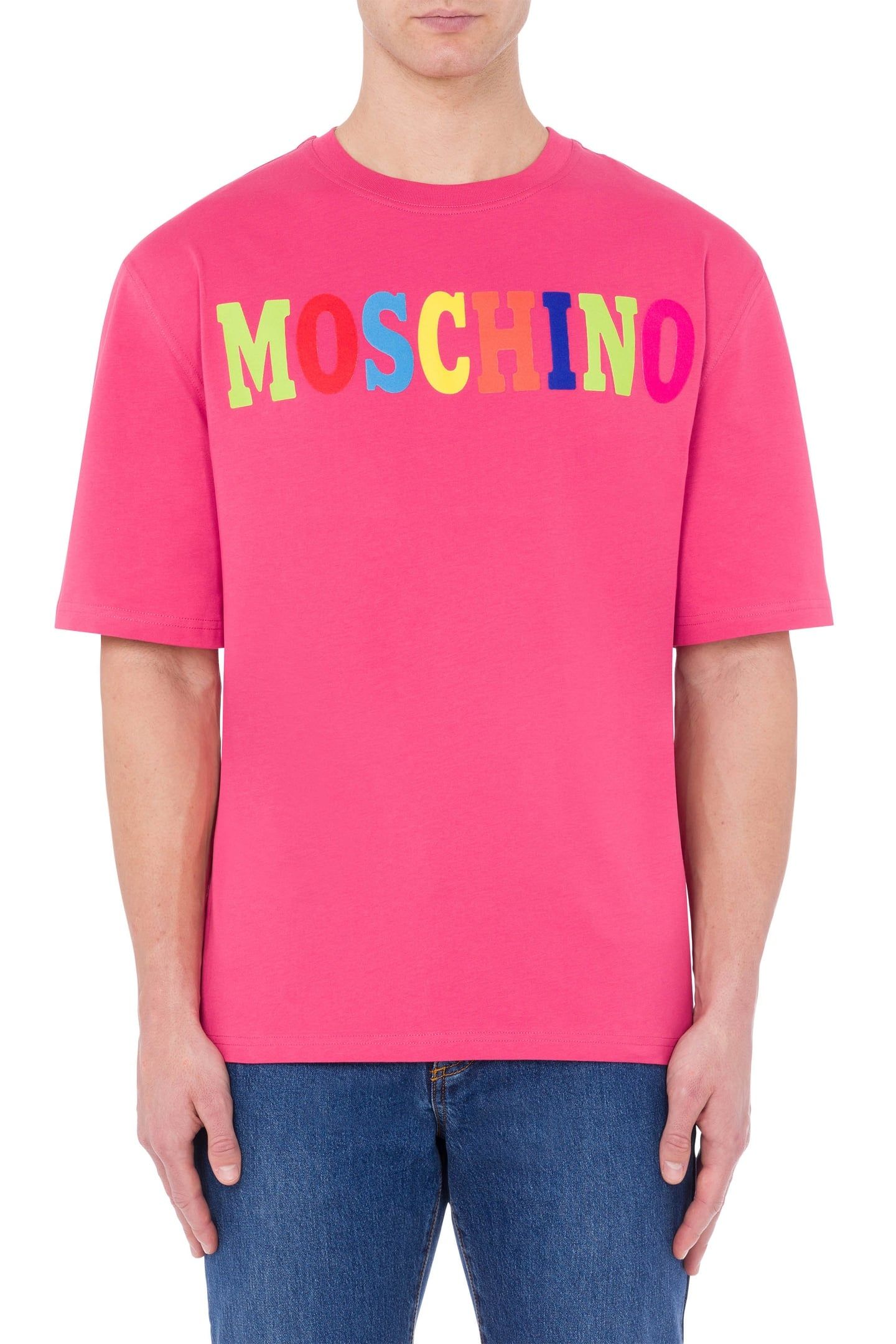 T-SHIRT IN JERSEY ORGANIC MULTICOLOR LOGO PINK 1