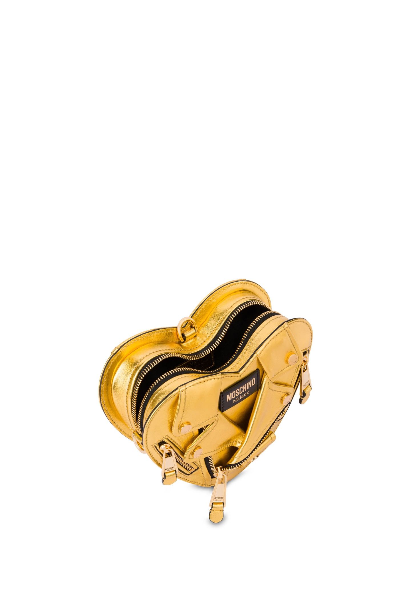 HEART BIKER BAG IN LAMINATED NAPPA LEATHER GOLD 2