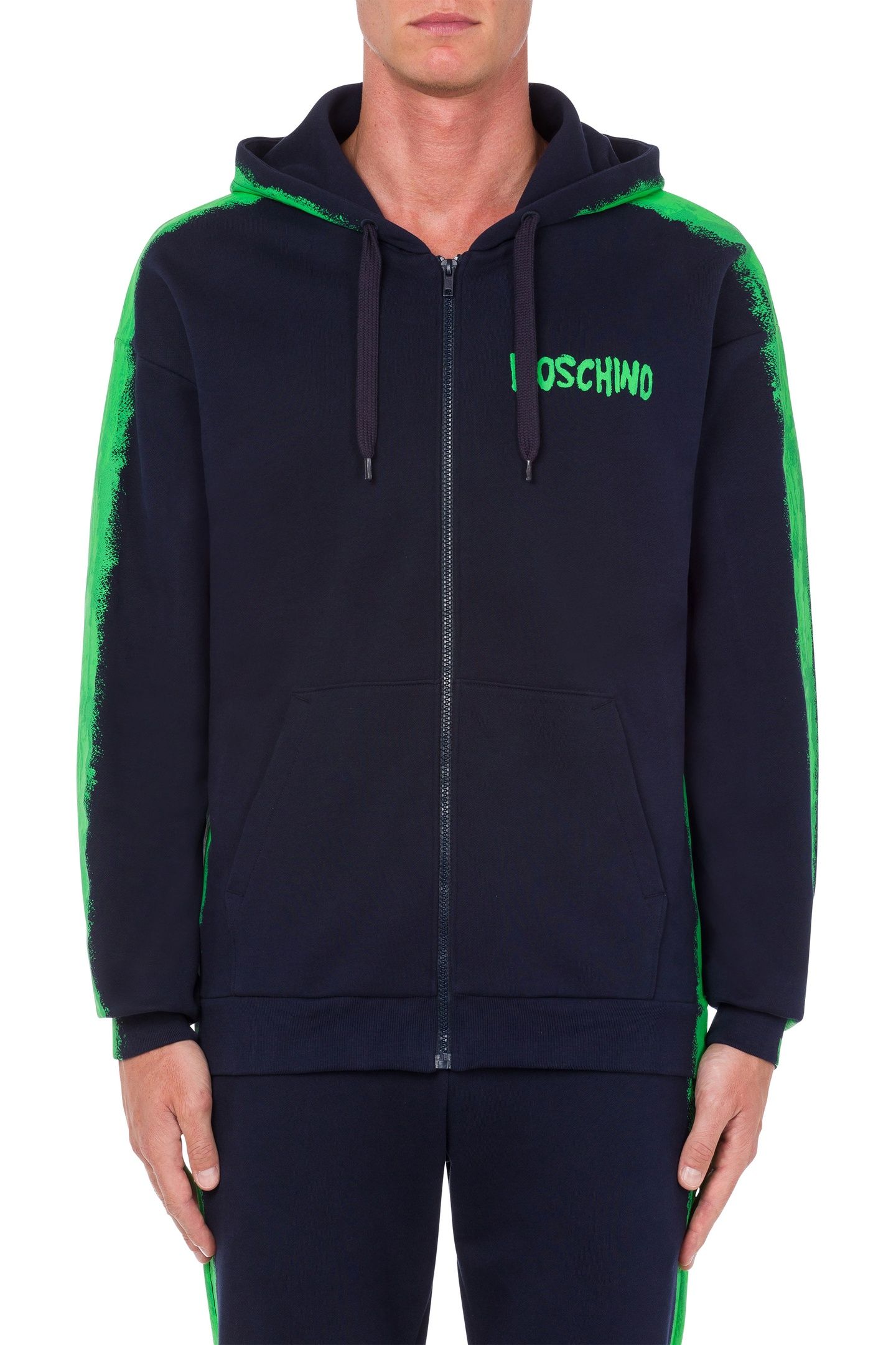 MOSCHINO PAINT ZIP-UP SWEATSHIRT BLUE 1