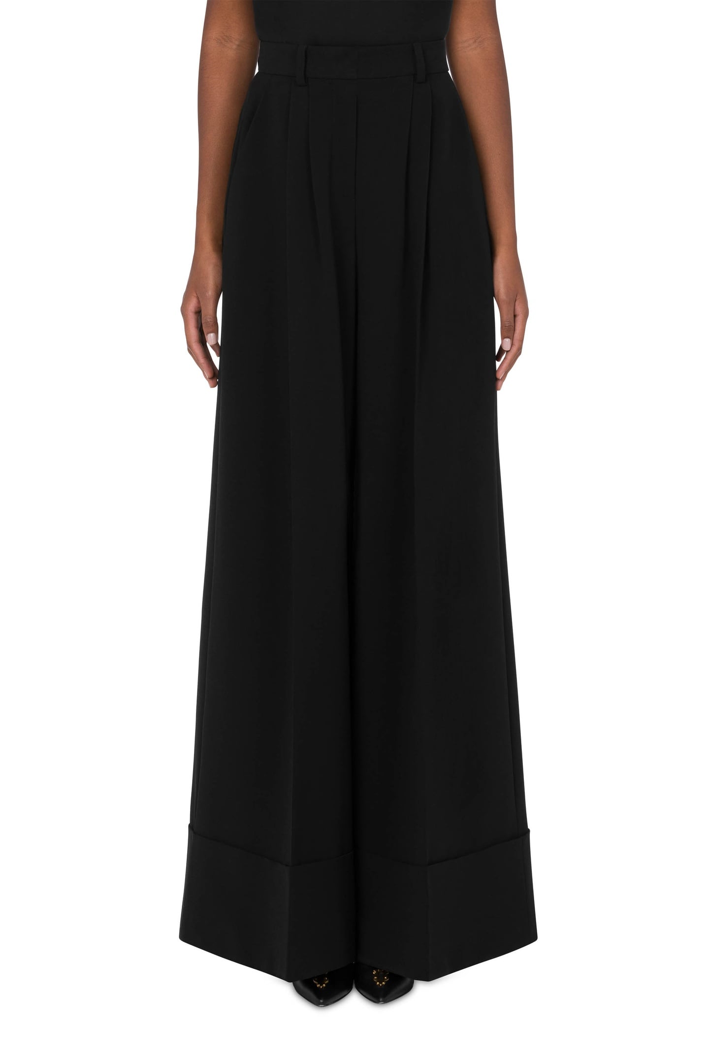 CREPE PALAZZO TROUSERS BLACK 1