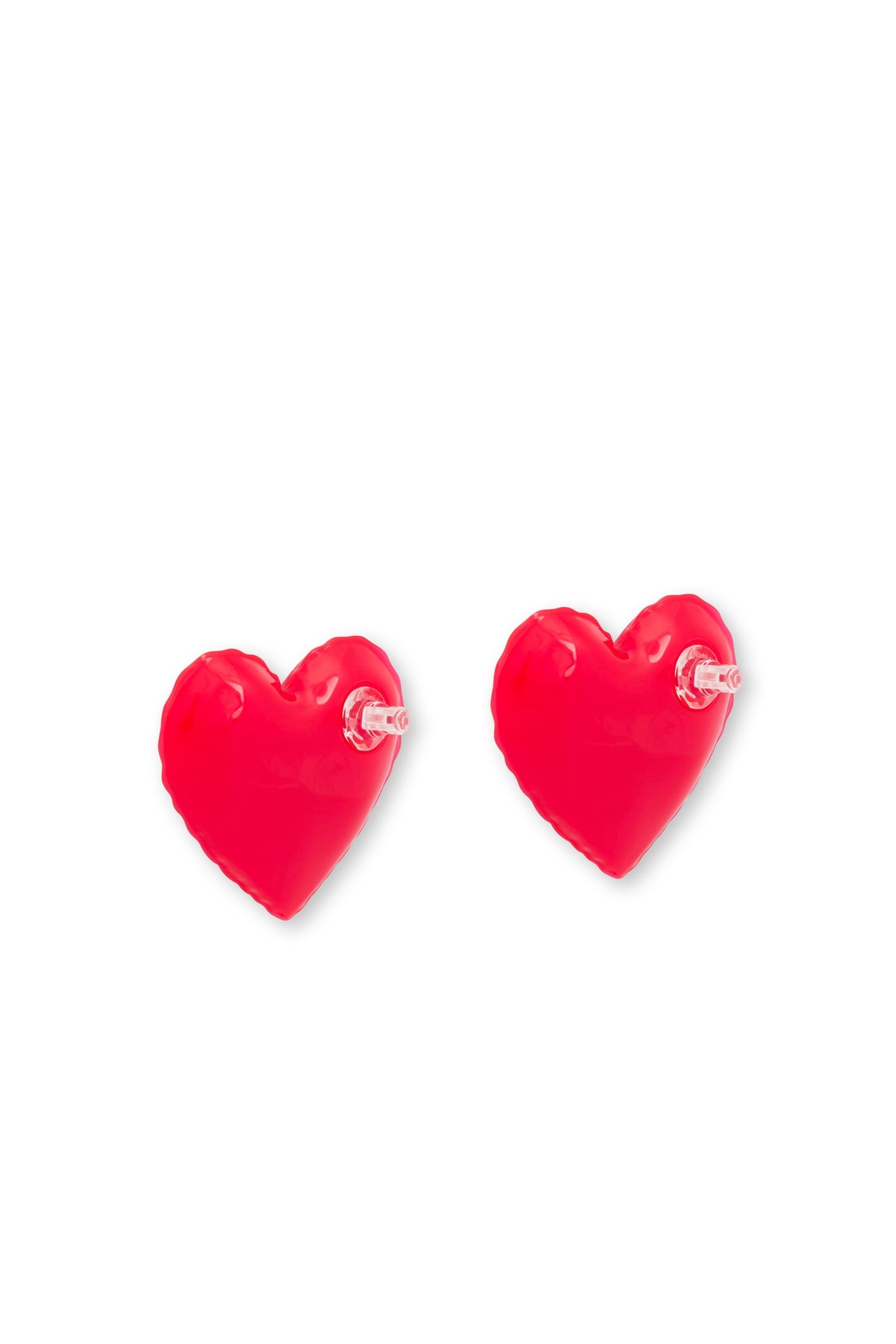 INFLATABLE HEARTS CLIP EARRINGS RED 2