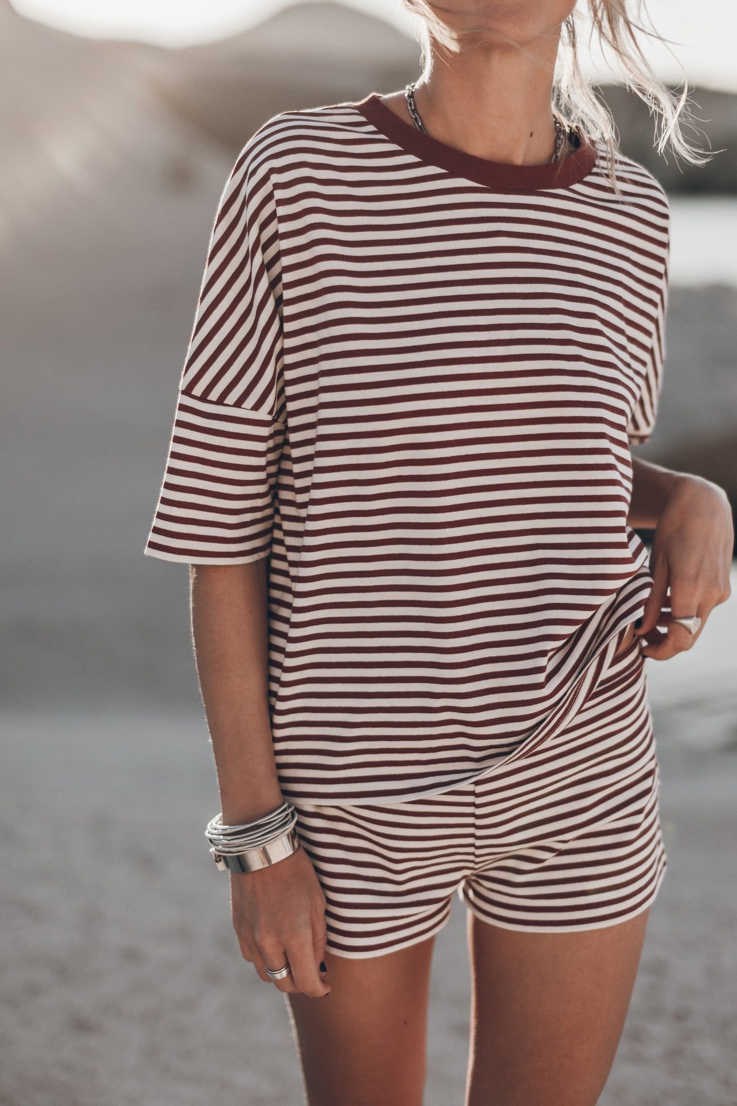 THE RUSSET STRIPED LOOSE T-SHIRT RED 2