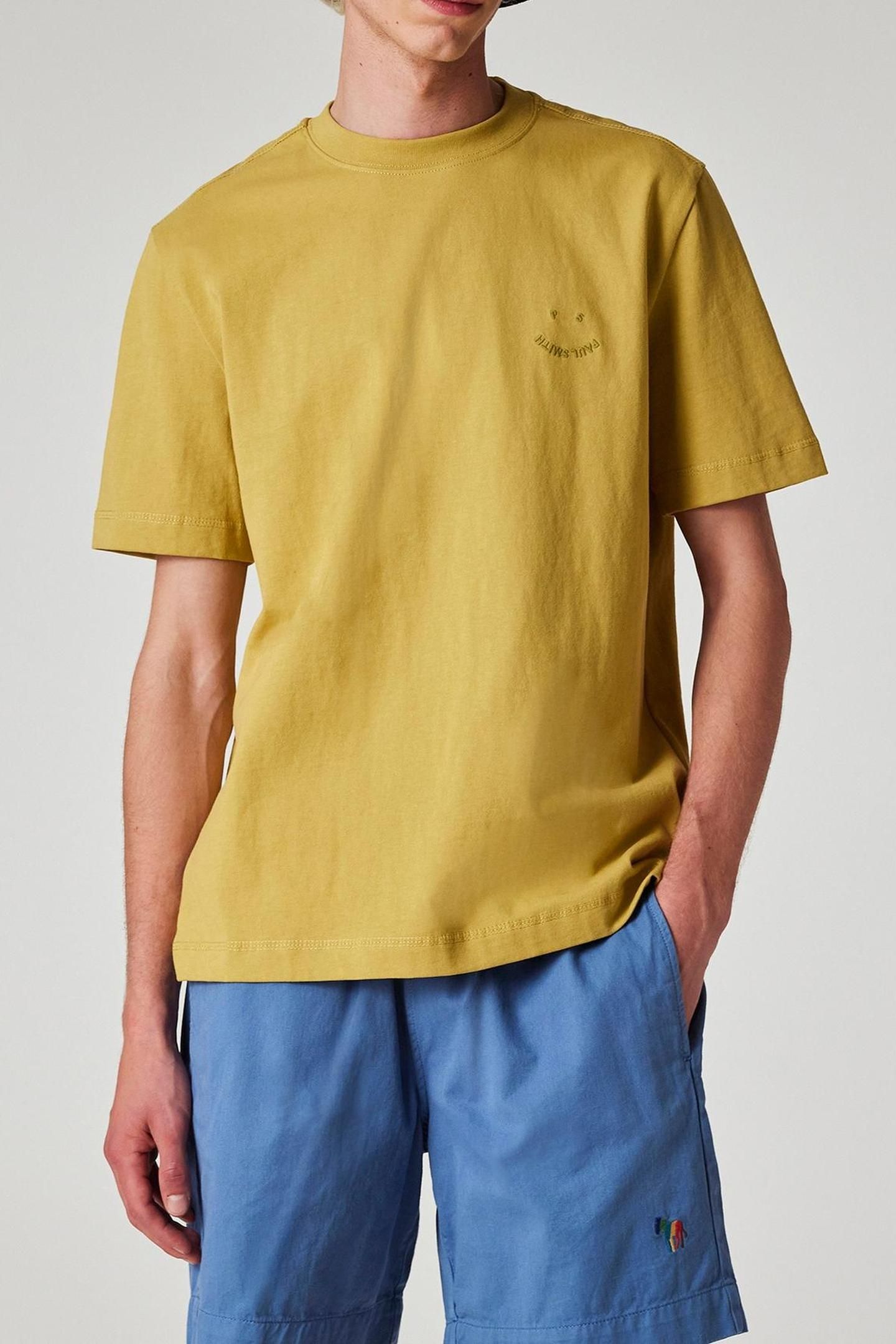 MENS REG FIT SS TSHIRT PS HAPPY OCHRE YELLOW 5