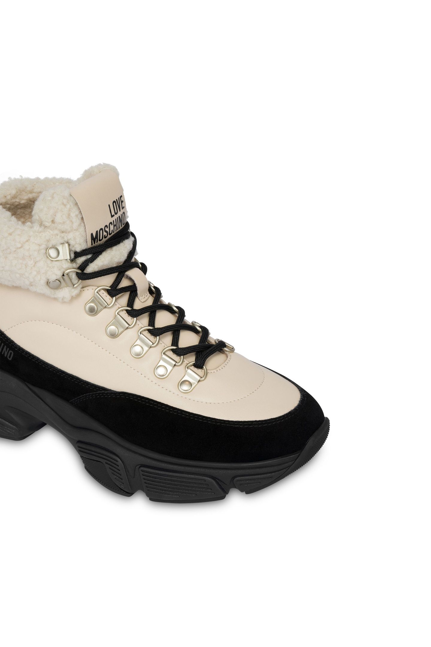 BLACK AND WHITE HIGH-TOP SNEAKERS WITH FUR BEIGE 3