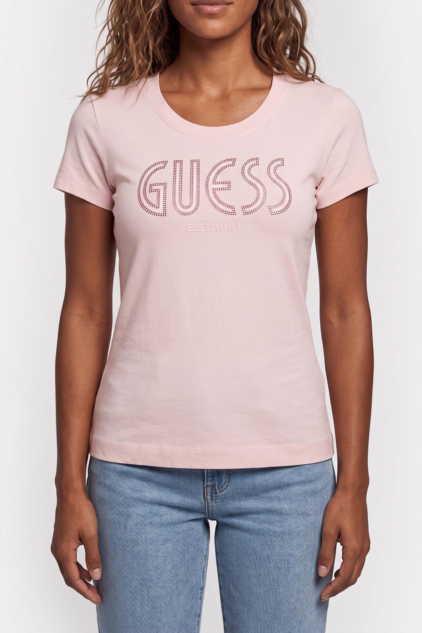 CN SS GUESS LOGO TEE LOW KEY PINK 1