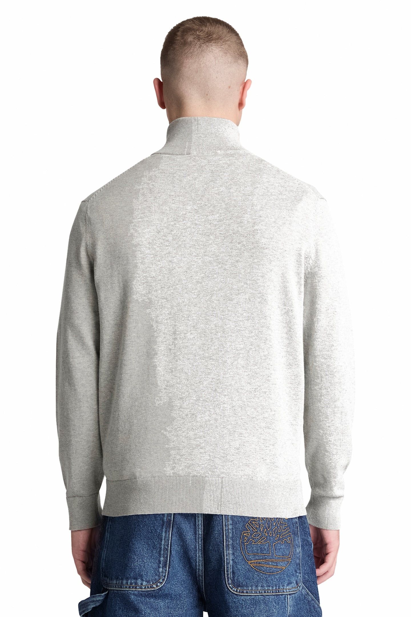 OYSTER RIVER COTTON 1/4 ZIP SWEATER MEDIUM GREY HEATHER 2